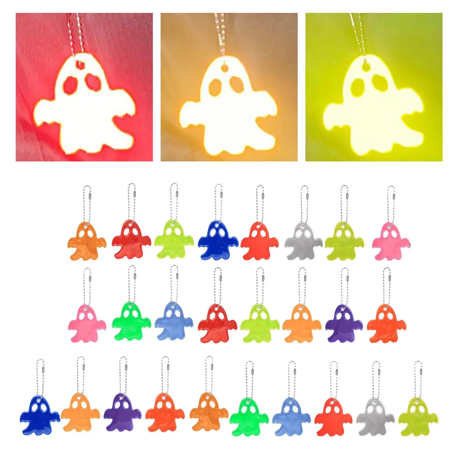 26x Safety Reflector Pendants Shape Tags Children Hanging Decoration for Running Rucksack Clothing Walking Backpack