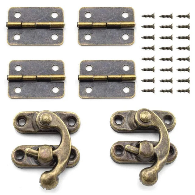 4Pcs Retro Small Box Hinges And 2 Sets Antique Right Latch Hook Hasp Wood  Jewelry Box Hasp Catch Decoration For Cabinet Box - AliExpress