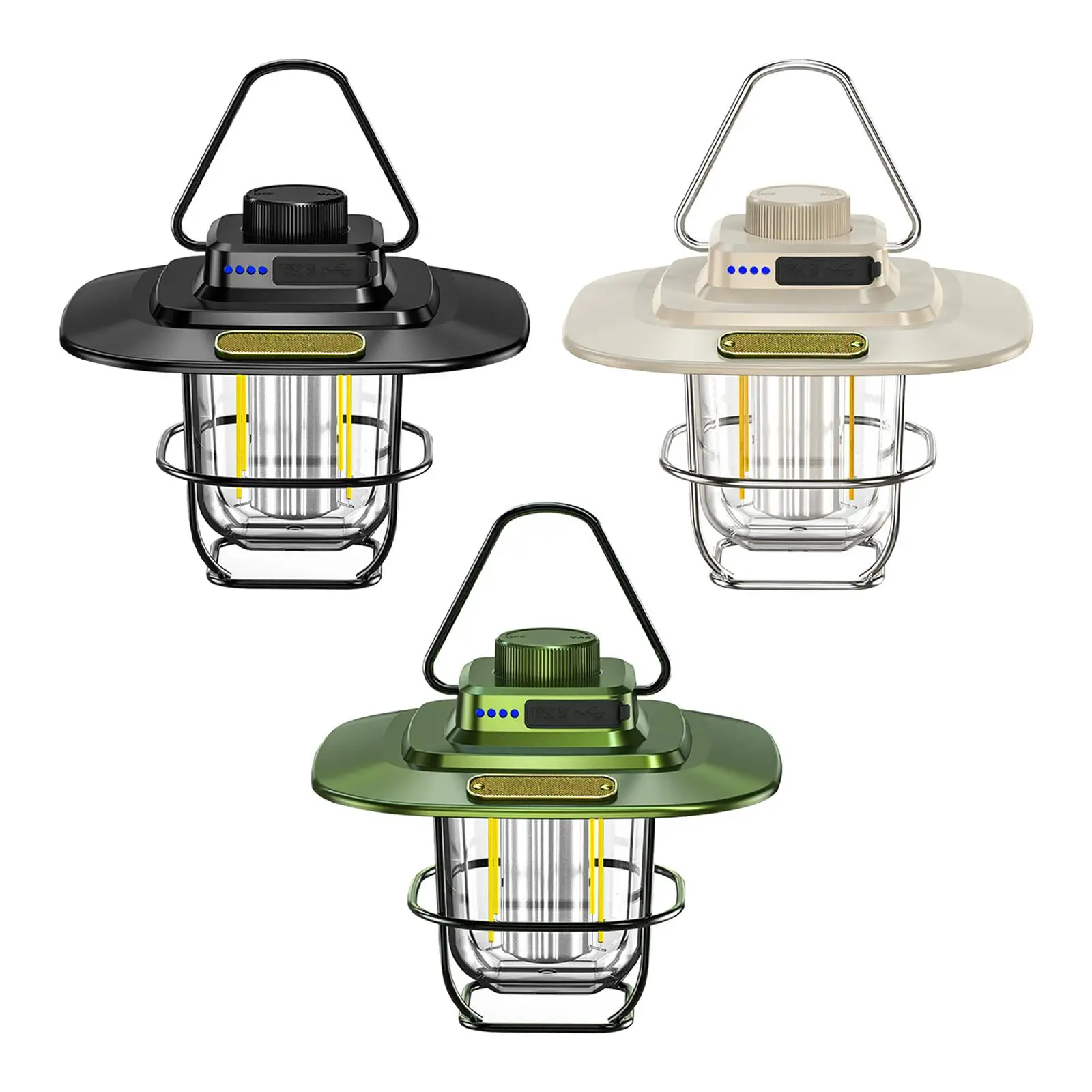 Stainless Steel LED Camping Lantern Night Light 2 Light Modes for Yard