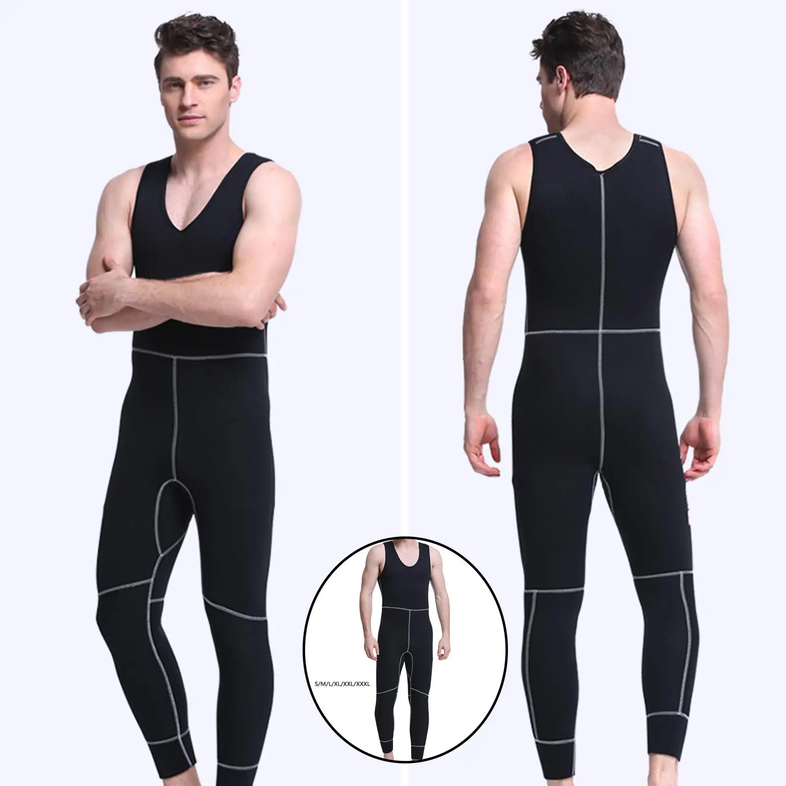 Men Wetsuit, 5mm Neoprene Two Piece Swimsuit, Long Sleeves, Warm And UV Protection, Suitable for Diving Swimming Surfing