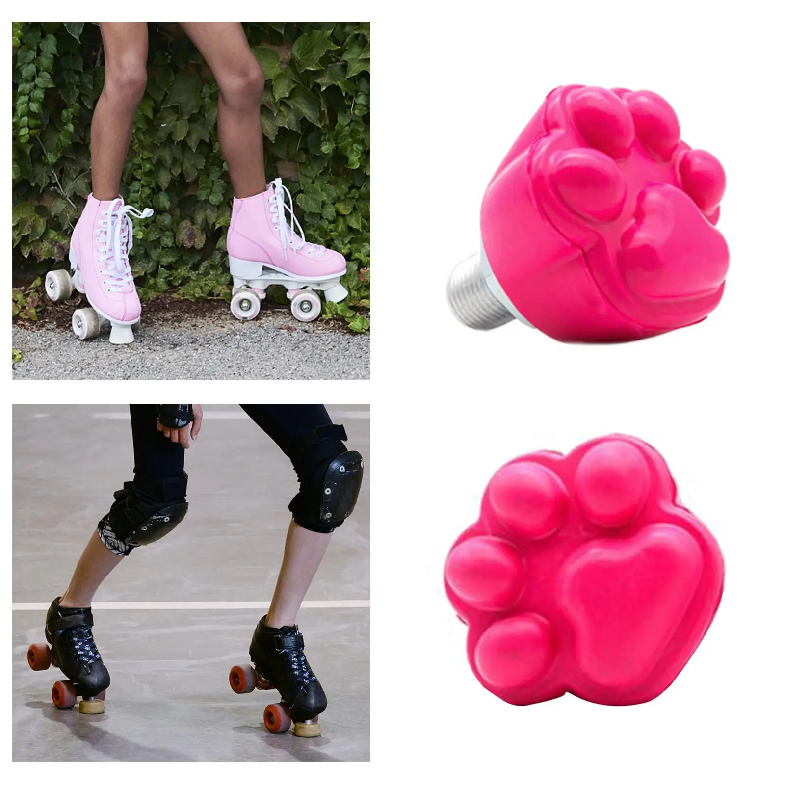 Roller Skate Toe Stops Stoppers Pair With Laces Pink 
