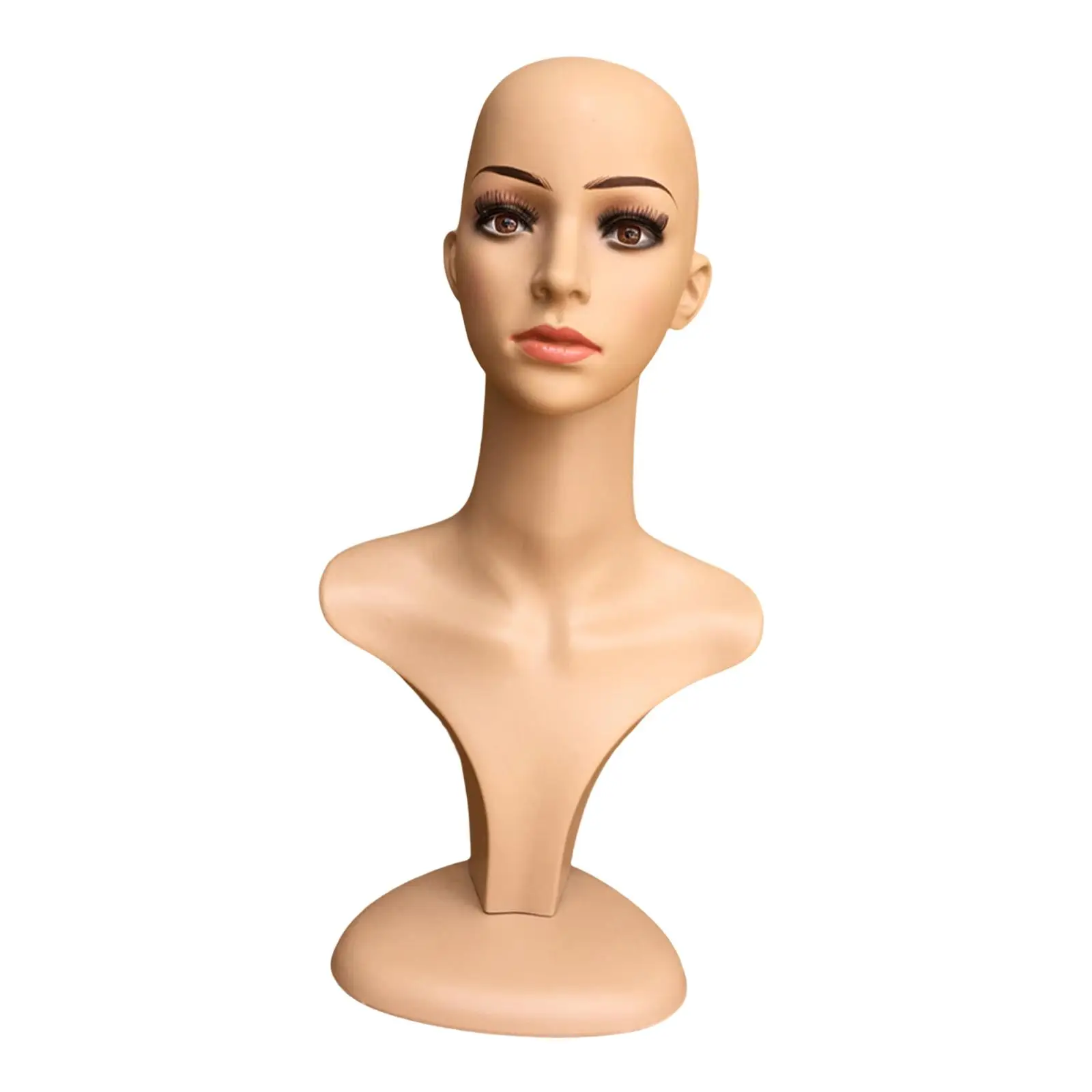 Female Mannequin Head with Shoulder Multifunctional Wig Holder for Hairpieces Necklaces Jewelry Wigs Displaying Hats Headscarves