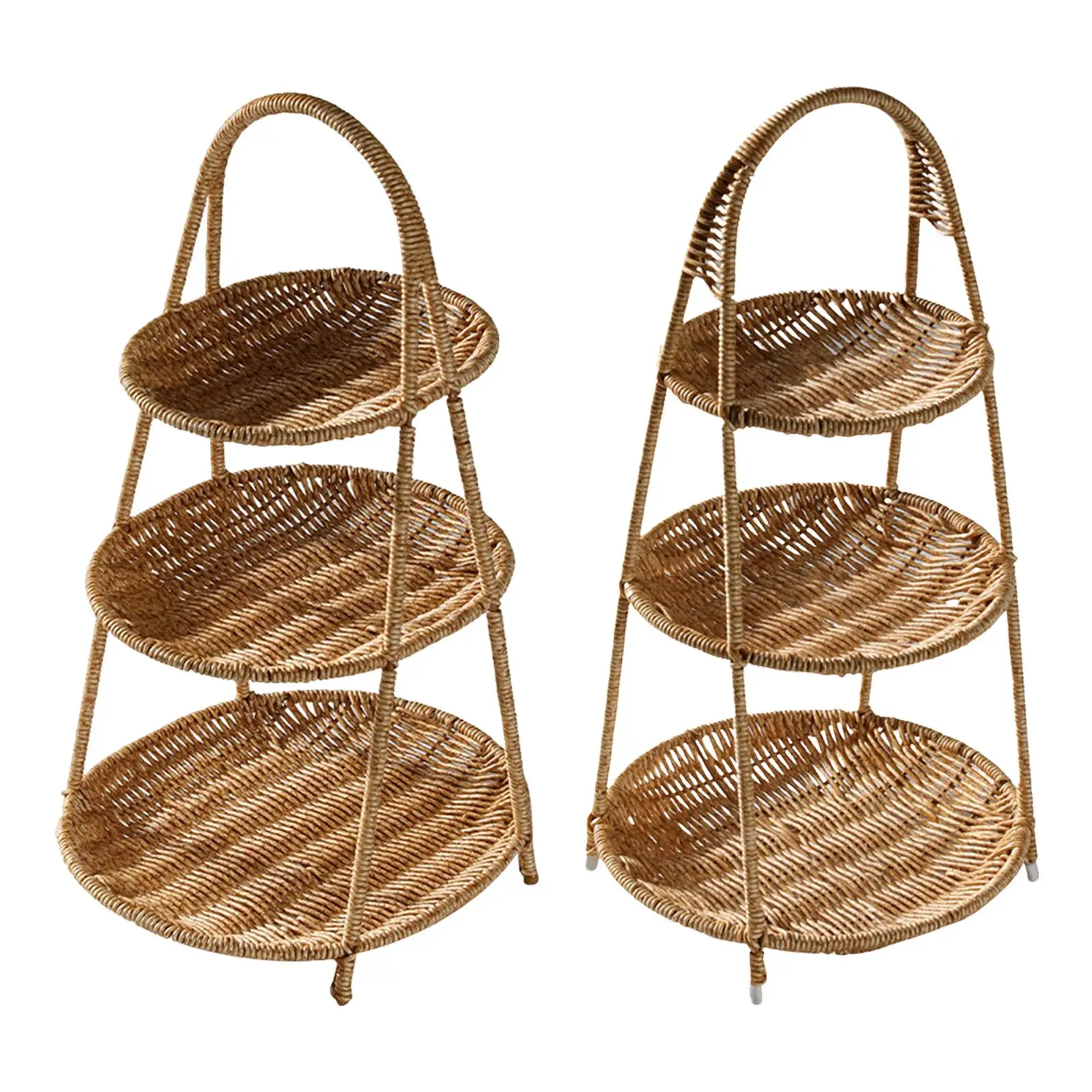 3 Tier Multifunctional Weaving Basket Rack Cosmetic Rack for Desktop Candy