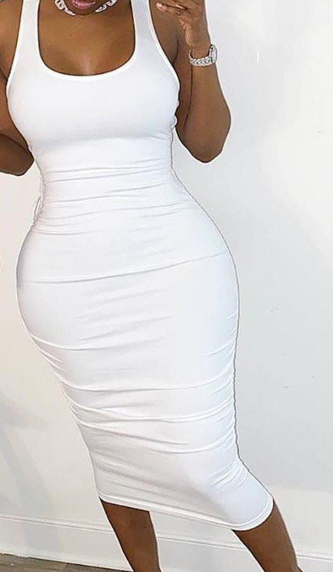 Midi Bodycon sem mangas, design com zíper,