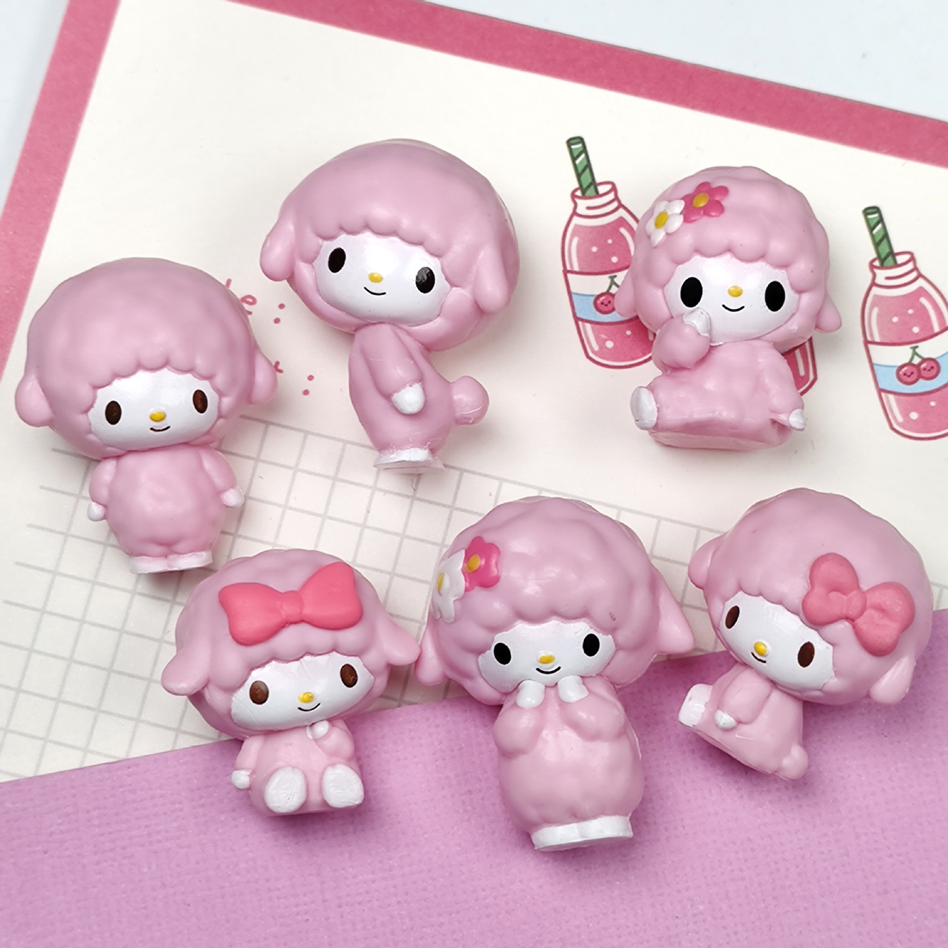 Sanrio Персонажи ПВХ овечья кукла милое пианино мини Экшн-фигурки игрушки 5  шт. украшения подарки | AliExpress