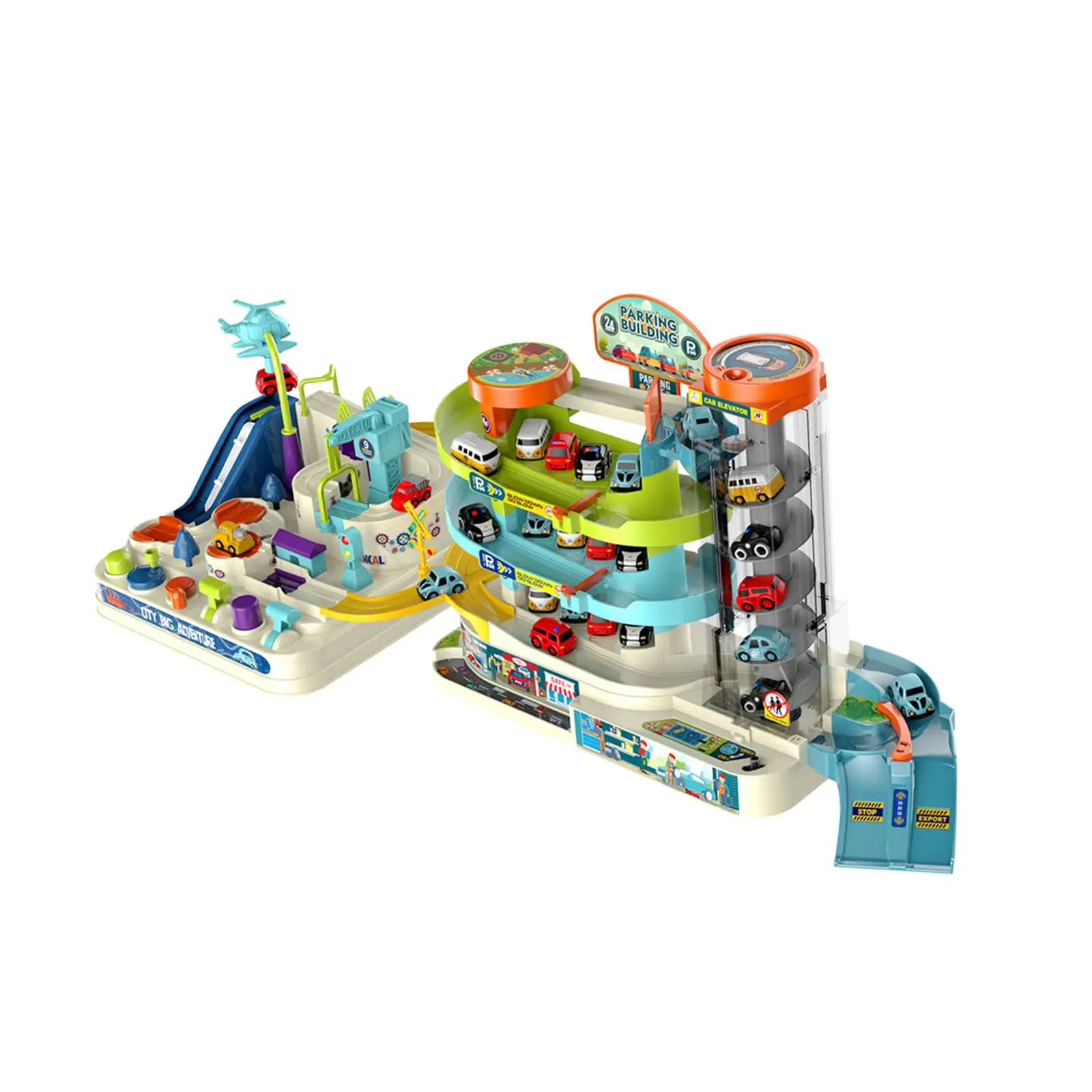 City Car Parking Toy Set with Electric Elevator 3 Level Race Car Toy