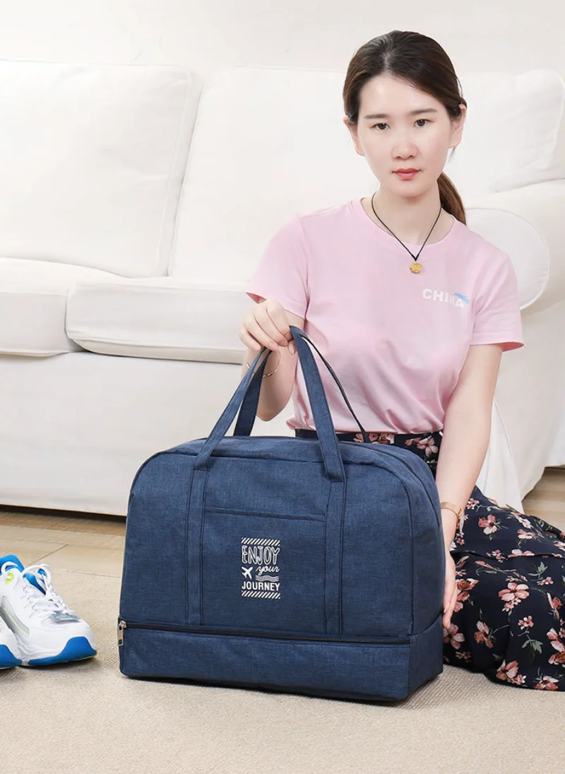 Women's Large Capacity Travel Bag Fitness Yoga Handbag Wet and Dry Wide Shoulder Strap Outdoor Tote Bag