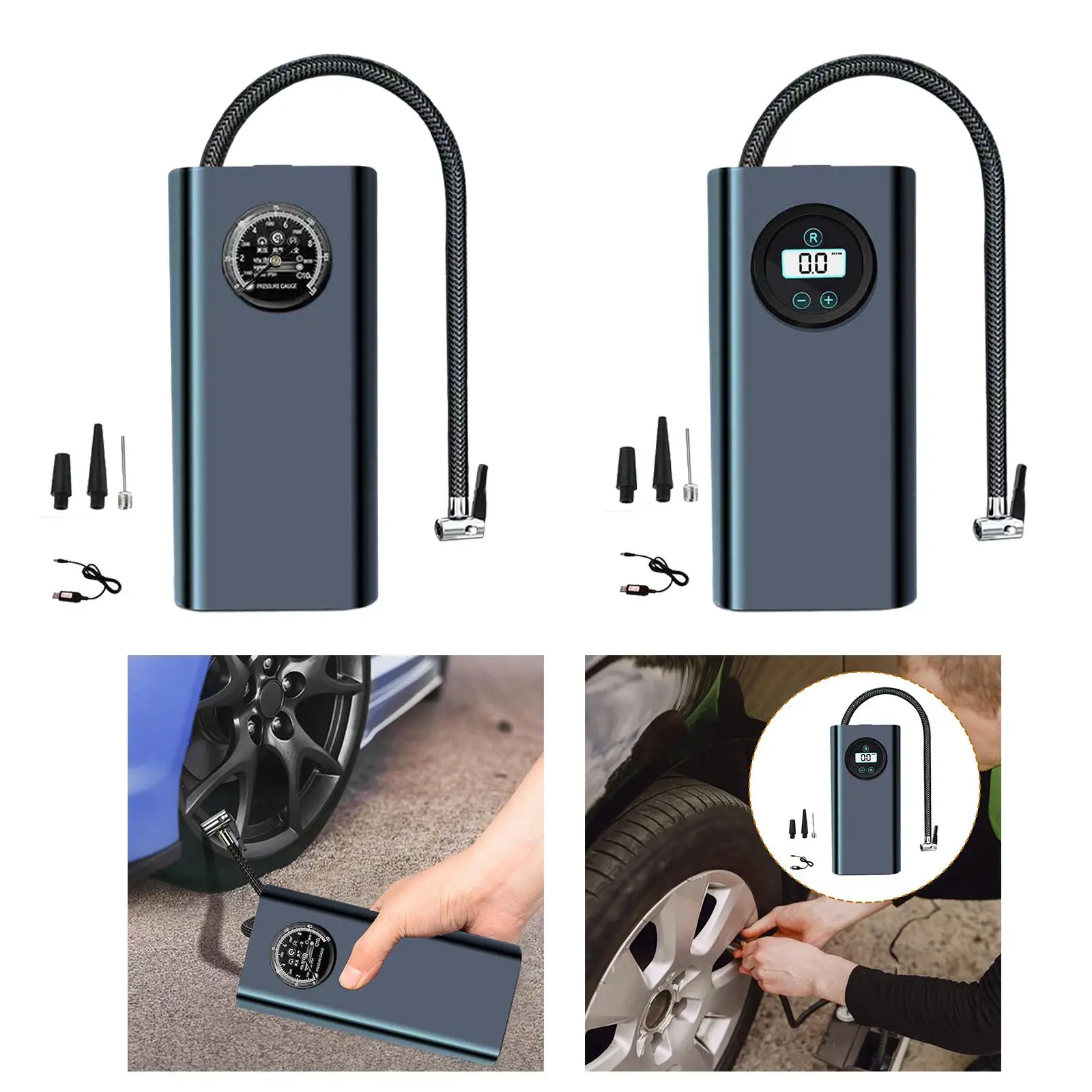 Tire Inflator, Car Air Pump Compact Pump Handheld Charging Pump Electric Air Compressor Tire Pump for Motorcycle Trucks