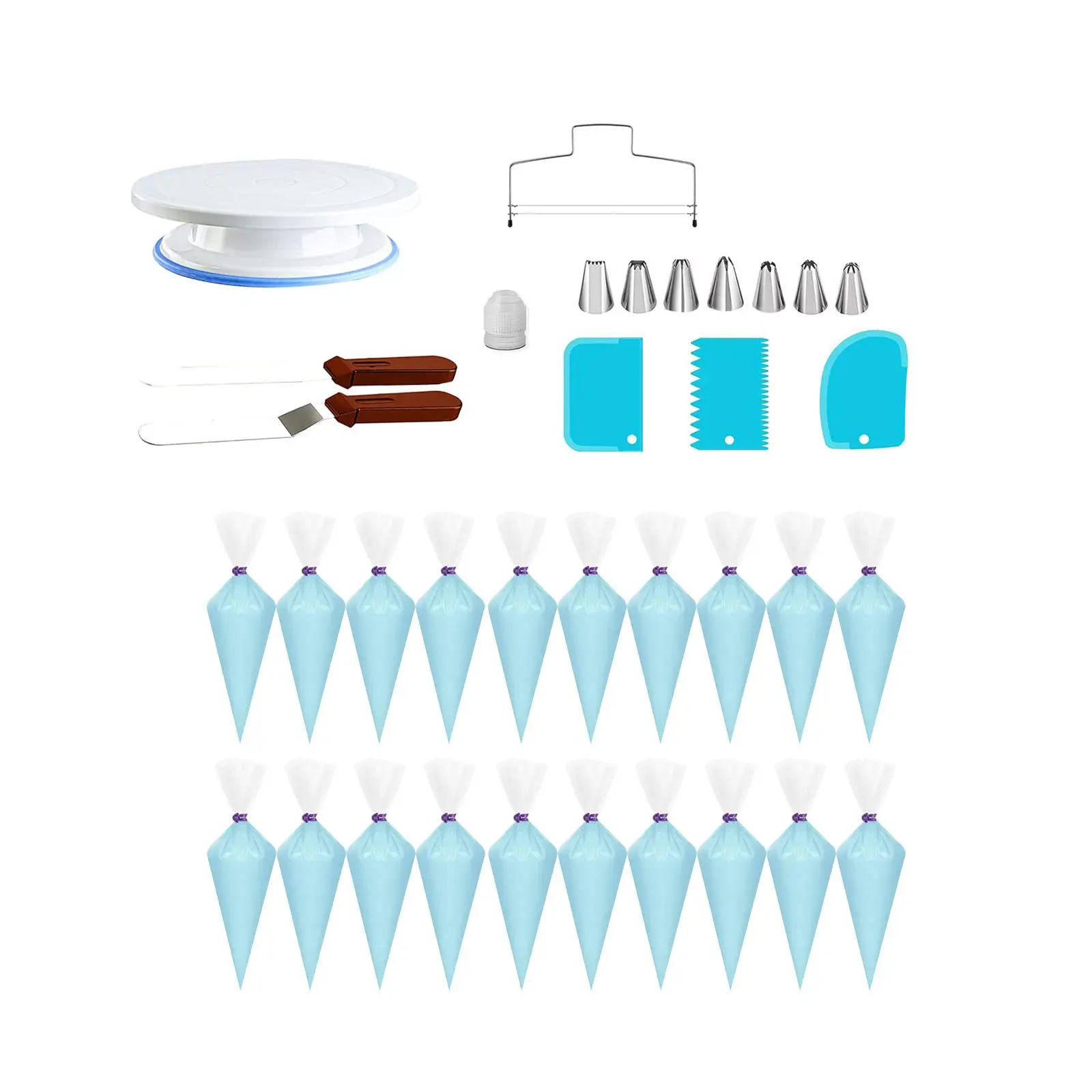 35Pcs DIY Cake Decorating Bakery Tools Kit Cake Baking Supplies Tools Kits Cake Turntable Nozzle Set for Home Cookies Beginners