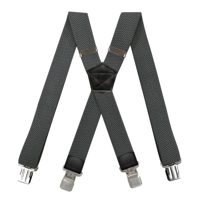 Robuste Hosenträger für Männer, Arbeit im Freien, 3,8 cm, X-Back, 4 starke Clips, verstellbare elastische Hosenträger, Riemen, Gürtel – Detail 7