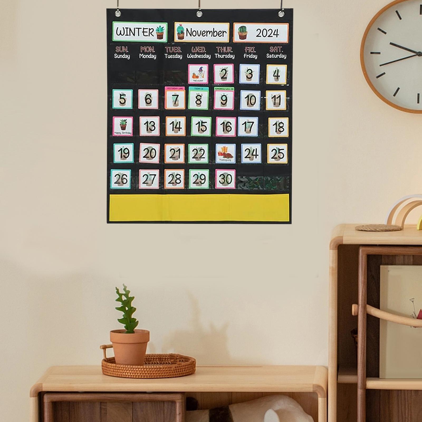 Calendar Pocket Chart Early Learning Supplies Homeschool Back Wall Calendar