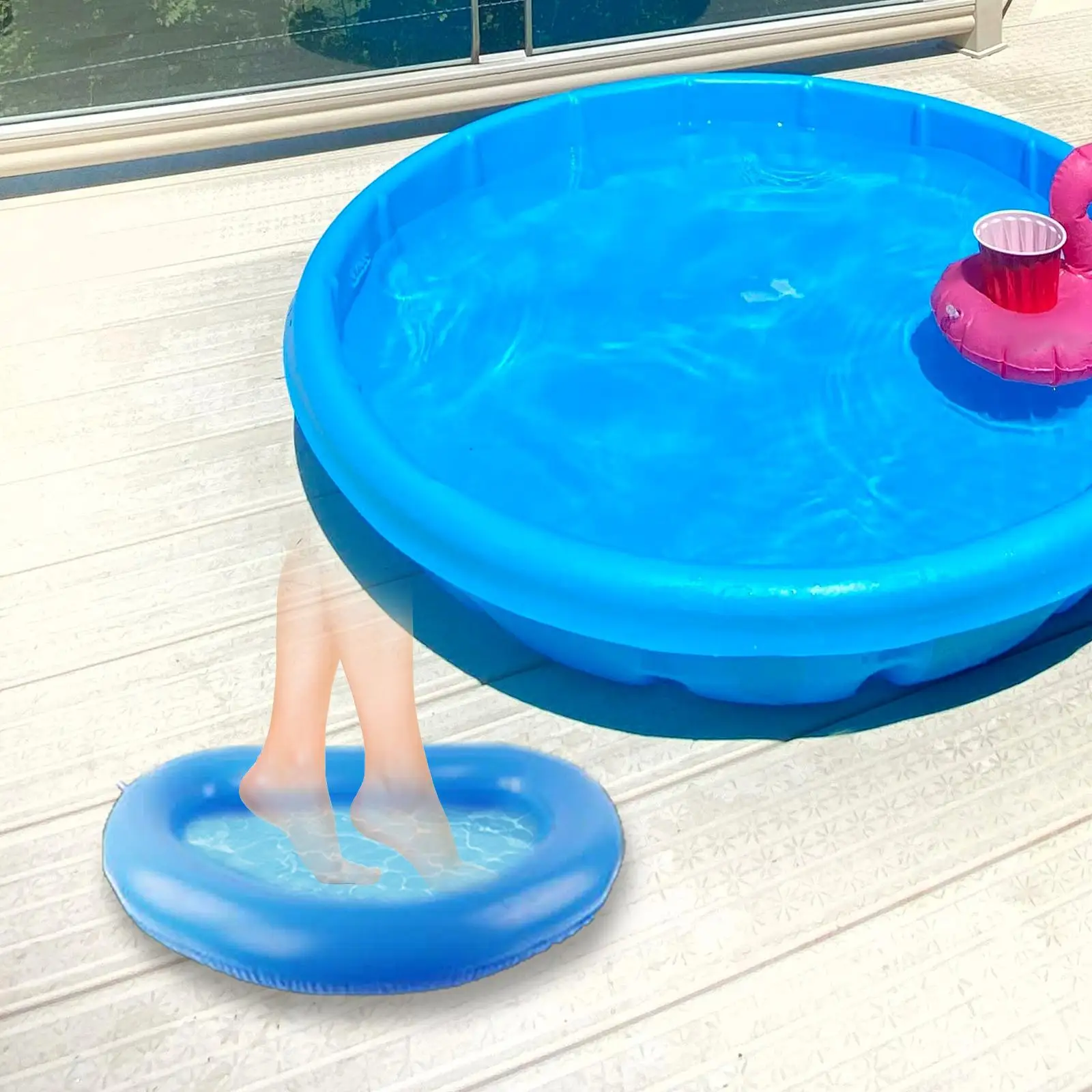 Inflatable Foot Bath Footbath Foot Soaking Bath Basin Anit Slip Accessories for Rinsing Feet before Entering Pool Blue Portable