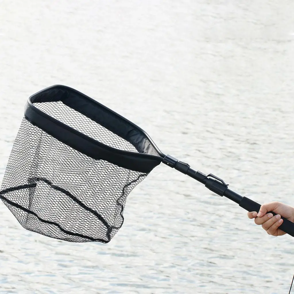 Folding Floating Fishing Net Fish Landing Net Extendable Collapsible Telescopic Pole Handle Freshwater Saltwater Fishing Tools