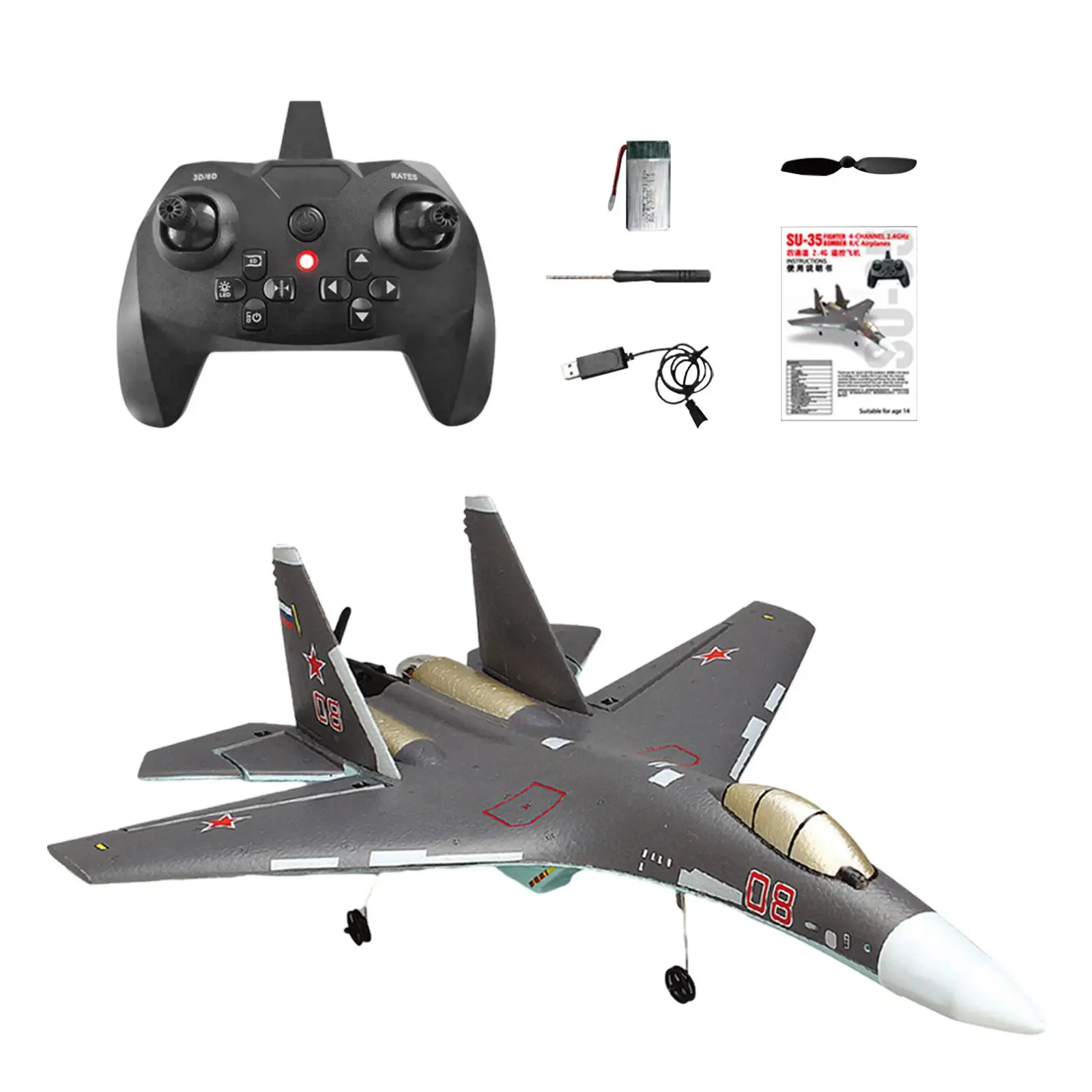 Remote Control Airplane 4CH Flying Time 15Min Control Distance 300Meter 6 Axis Fighter Jet for Boys Adults Teens Beginners
