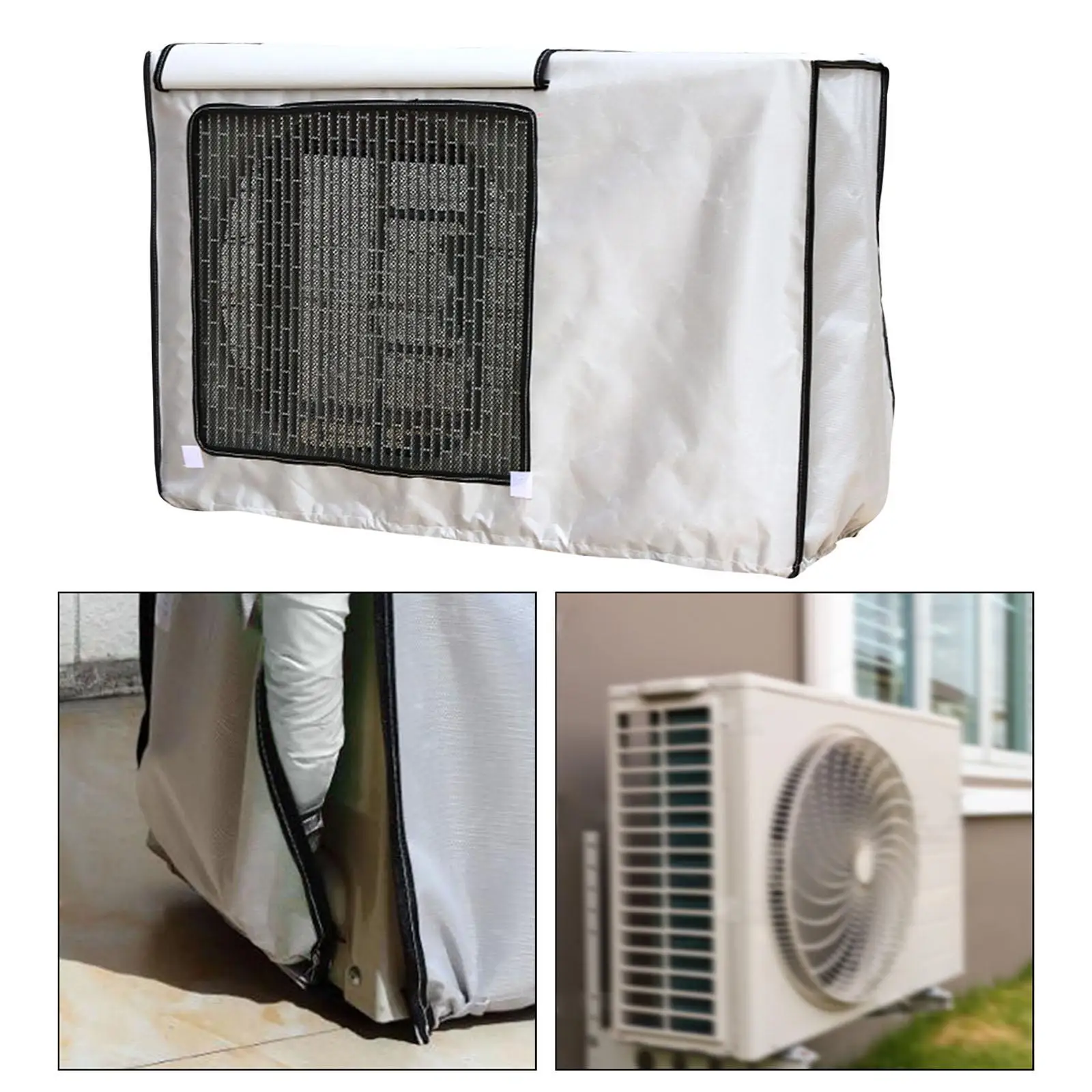 Outside Air Conditioner Cover with Straps Polyester Breathable Sunproof Outdoor Cover Protective Cover Outside Window Unit Cover