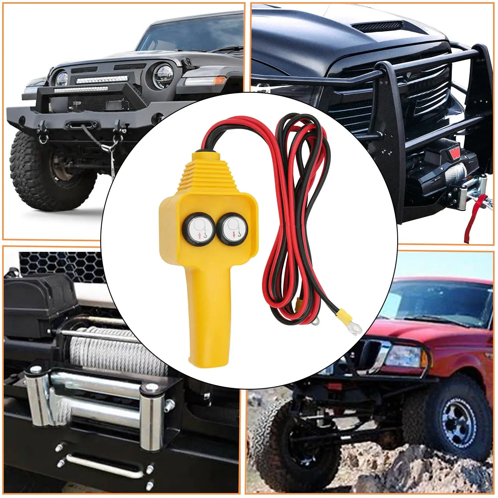 Electric Winch Control Handle 12V 24V Push Button Remote Control Handle Wired Winch Controller Winch Switch Crane Switch