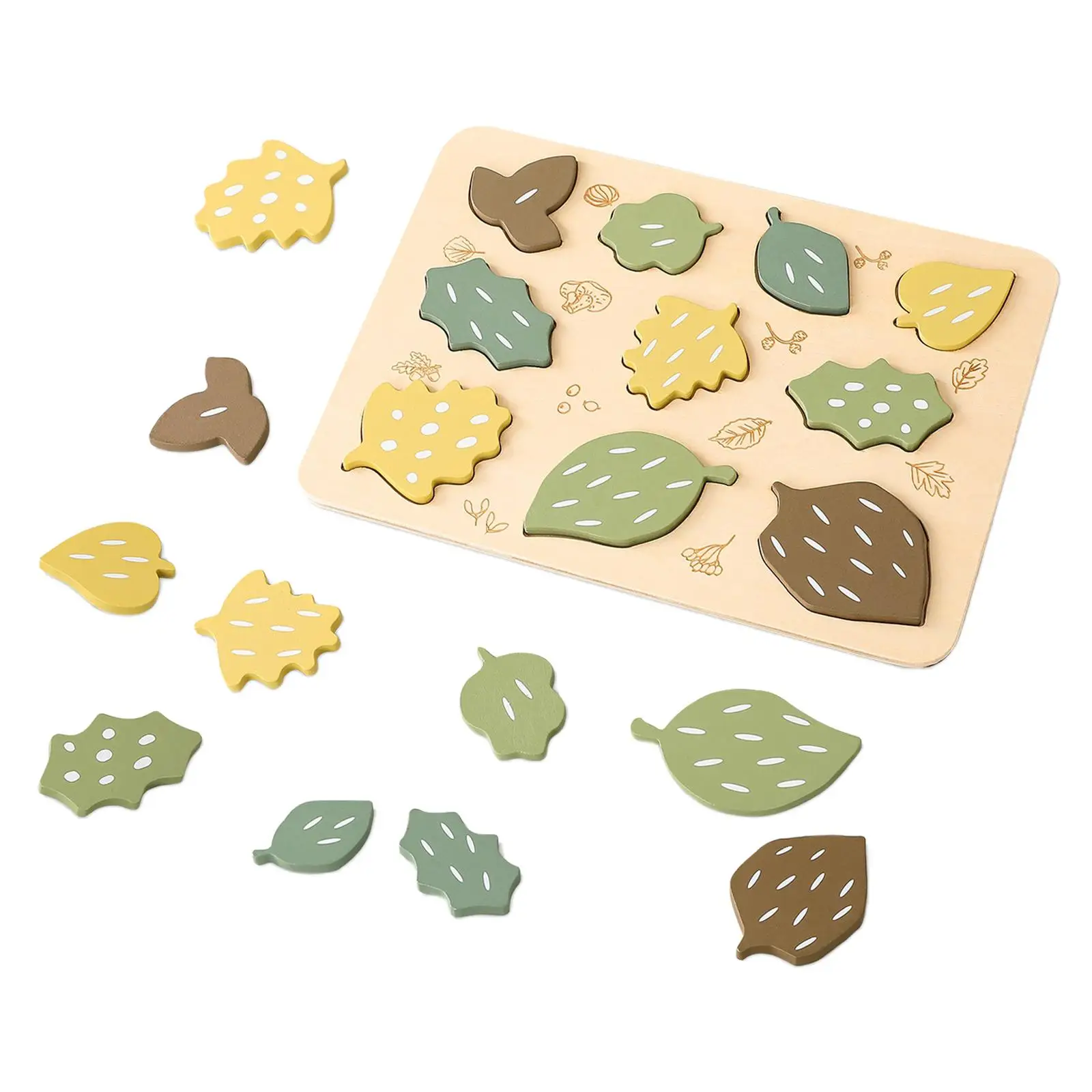 Leaf Jigsaw Puzzles Sorting Puzzle Montessori Colorful Shape Stacking Blocks for Preschool Toddlers Boys Kids Girls