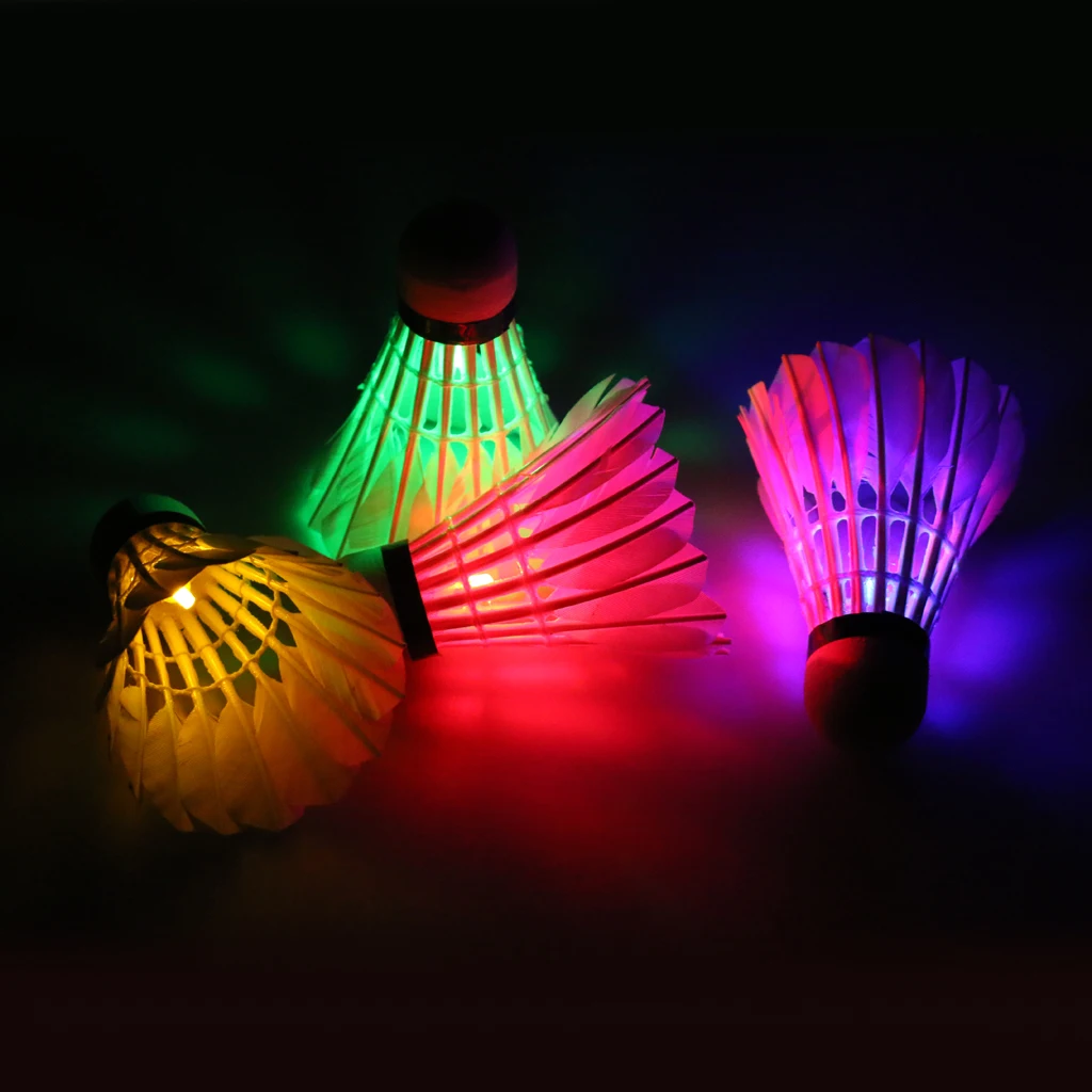 4 Pieces Colorful LED Badminton Ball Set Luminous Shuttlecocks