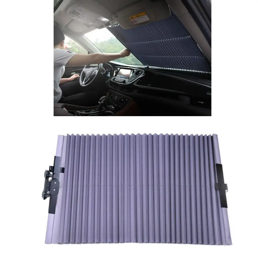 Car Windshield Sun Shade, Retractable Sun Shade, Sunshade to Keep Your Vehicle  ,  and Heat Reflector, Easy to Use