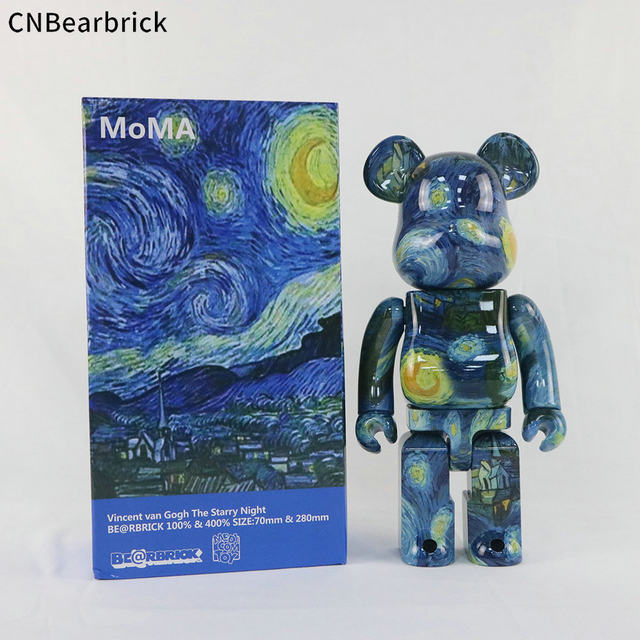 Bearbrick 400% 1000% Van Gogh Starry Night Bear Block Action Figure Model -  AliExpress