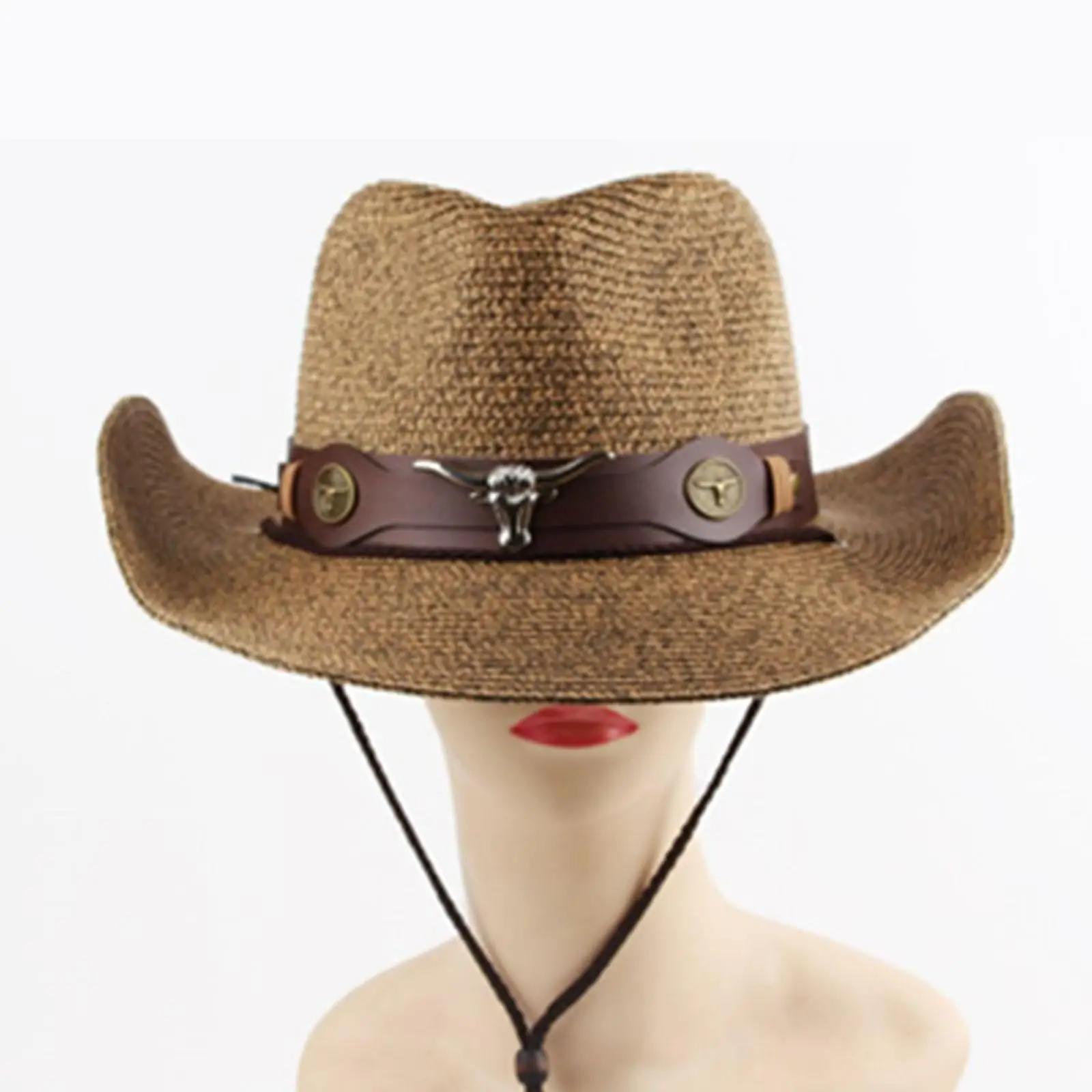 Straw Cowboy Hat Breathable Vintage Sombreros Vagueros Roll up Brim Cowboy Hat Cowboy Hats for Horseback Riding Travel Beach