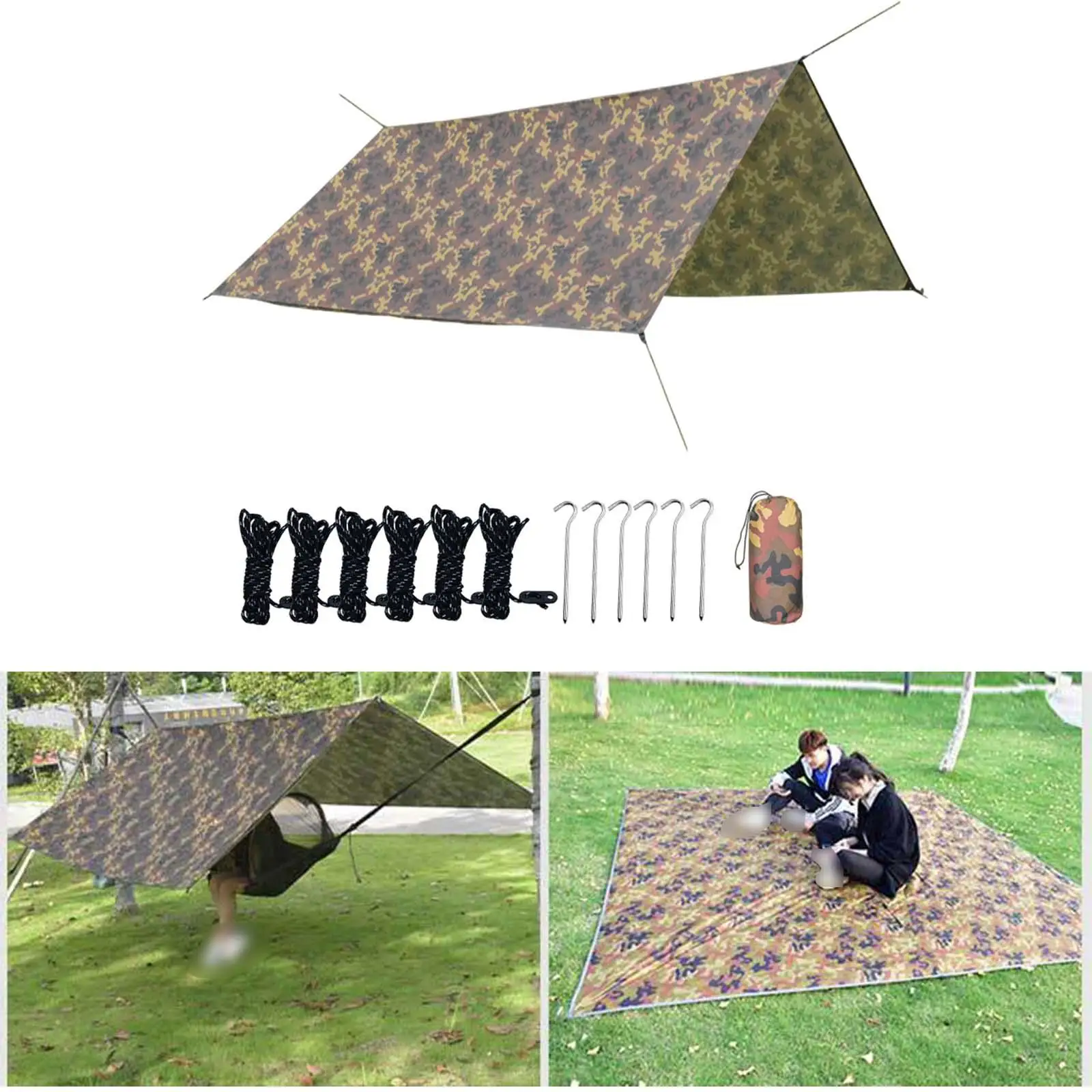 Heavy Duty Camping Tent Tarp,   Hammock Picnic   Rain Tarp Hanging for Awning Canopy Backpacking Survival