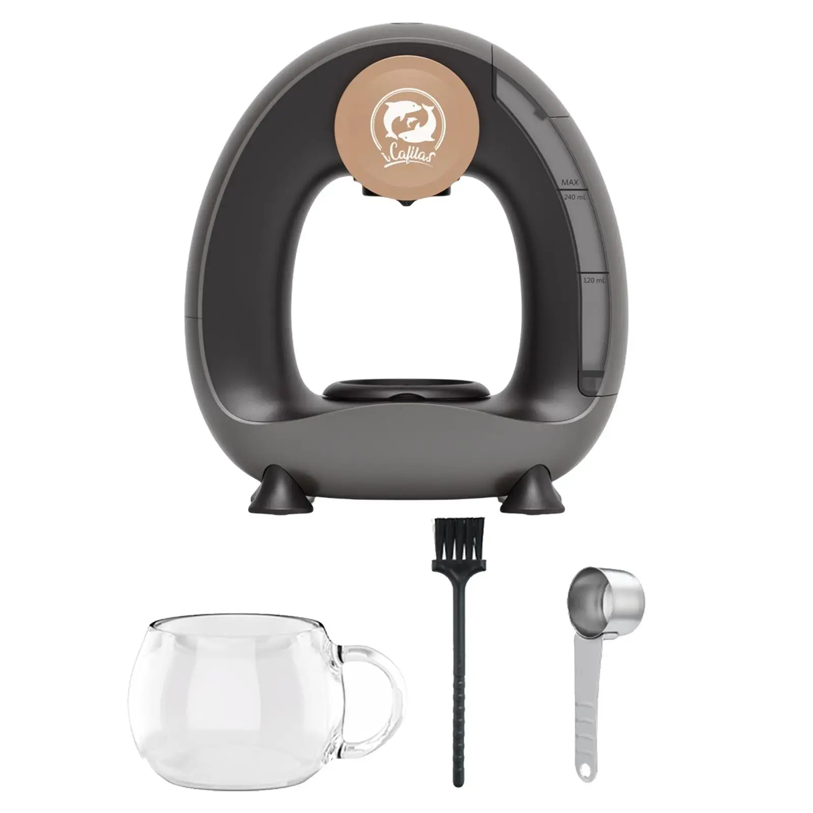 Coffee Maker Sturdy Detachable with Brush Durable Mini EU Plug Espresso Machine for Home Office Camping Travel