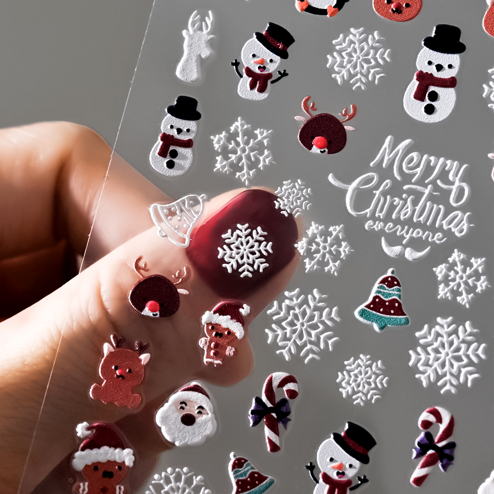 Best of 1Pcs 5D Glitter Christmas Embossed Nail Stickers Merry Christmas Cute Snowman Snowflake Winter Xmas Engraved Nail Decorations Reviews & Tips