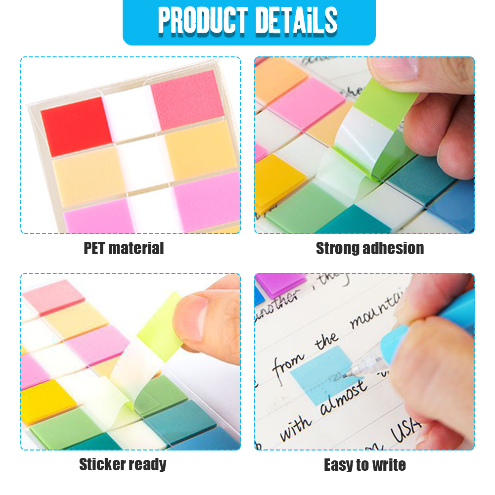 Auto-adesivo Sticky Note Highlighter, PET Multicolor Escritório