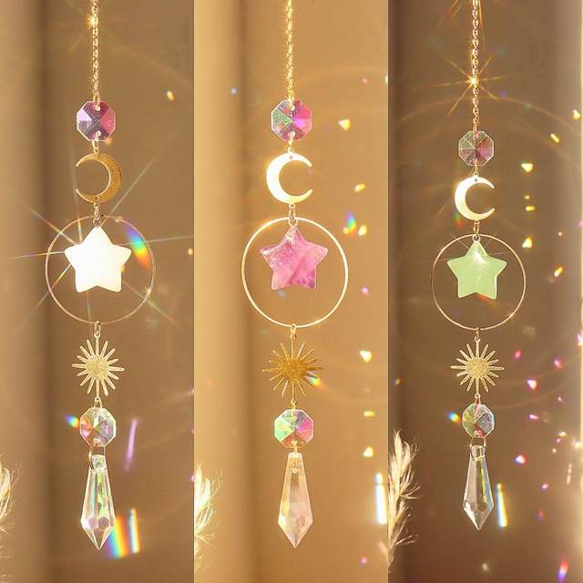 Stars and Moon night sky hot Suncatcher