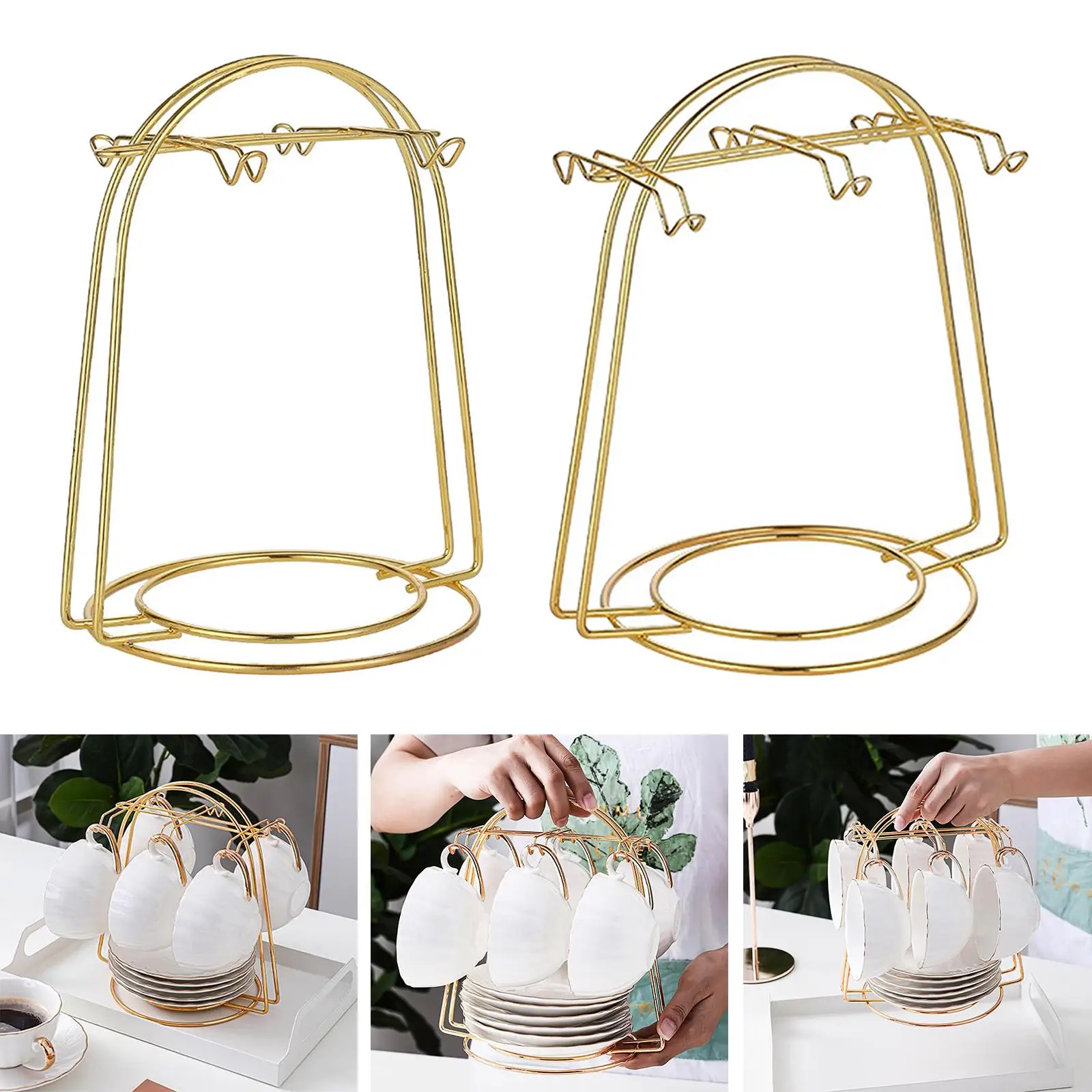 Portable Tea Cup and Saucer Display Rack for   Decoration Organizer