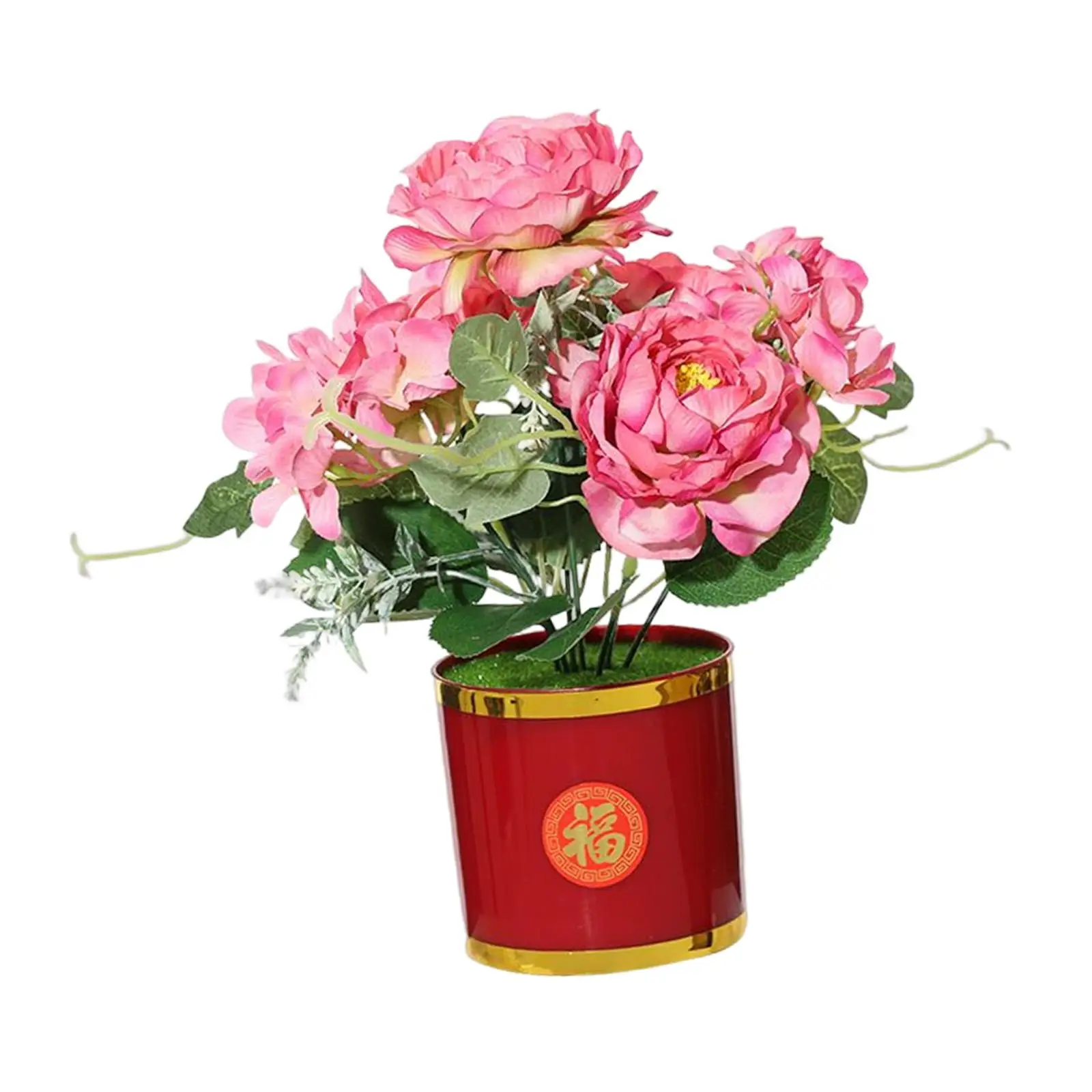 Silky Artificial Rose in Pot,  Arrangement Bouquet, Simulation