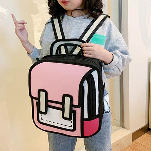 XDOVET Fashion Unisex 3D Backpack Jump Style 2D Drawing Backpack Cute Cartoon School Bag Comic Bookbag for Teenager Girls Boys Daypack Travel Rucksack