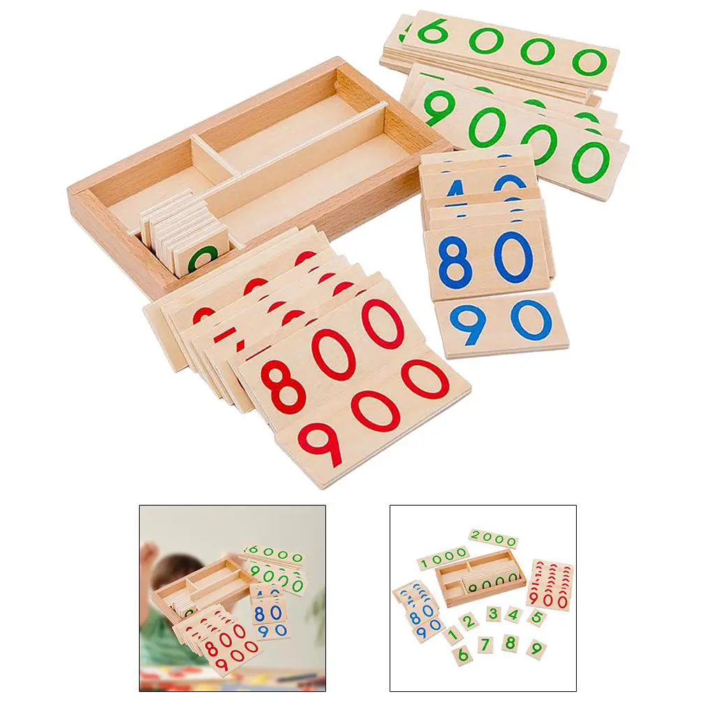Wooden 1-9000 Number Card Calculation Educational Teaching Aids Motor Skill Math Learning Activity Toys Kids