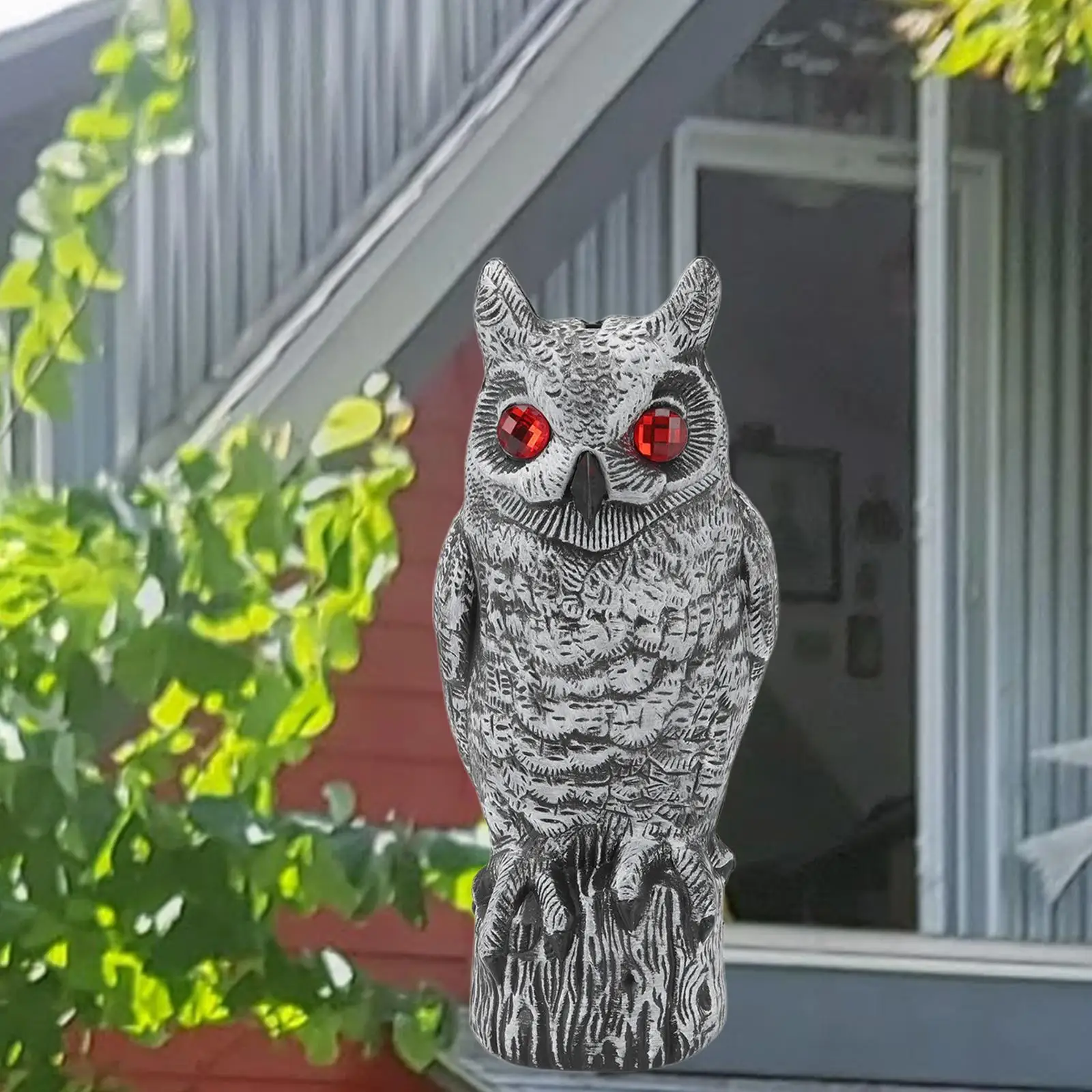 Fake Owl Bird Deterrent Decoygarden Scarecrow Resin Red Eyes Scare Statue Squirrel Deterrents for Lawn Home Garden