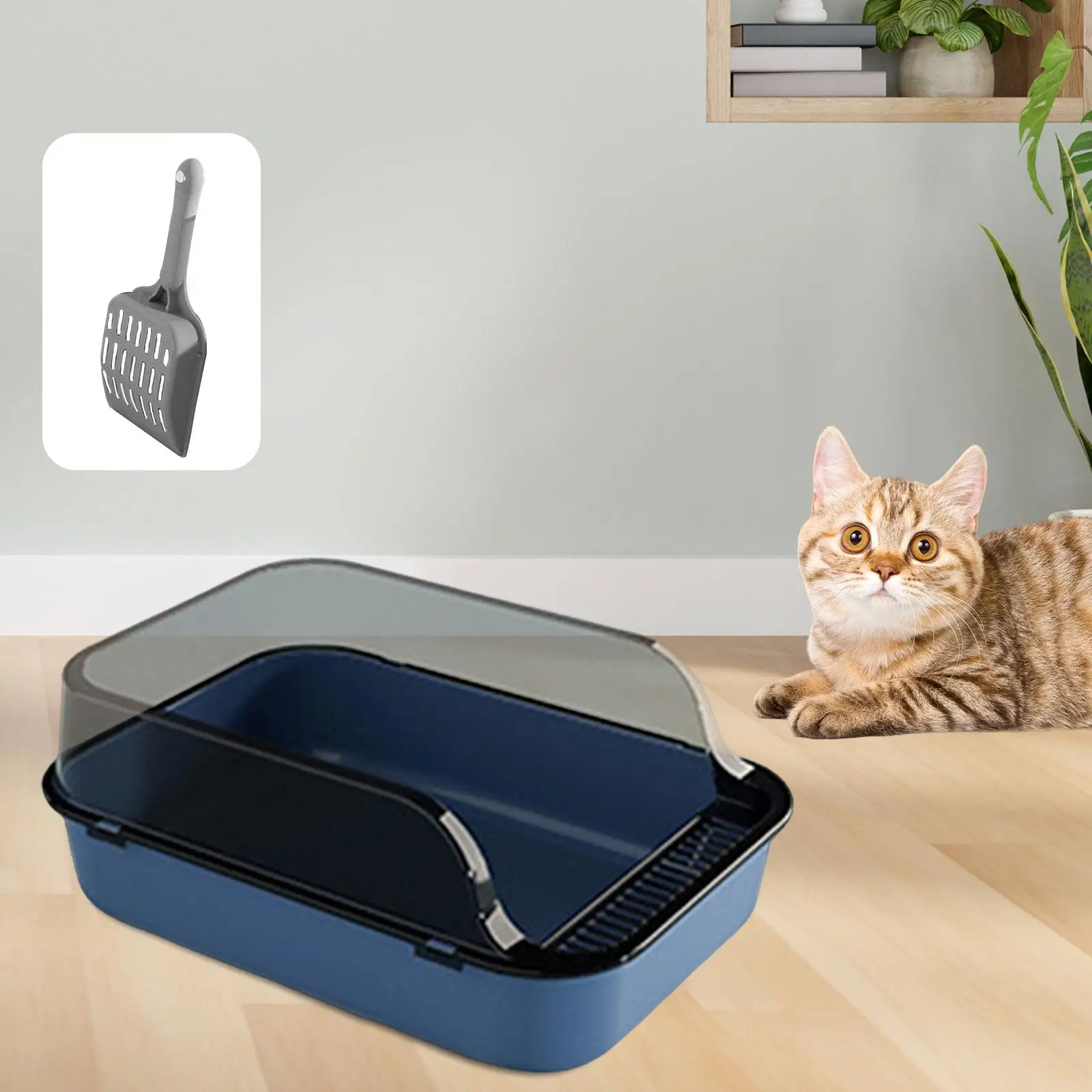 Cat Litter Box Easy to Clean Large Pet Supplies Semi Closed Cat Sandbox Kitten