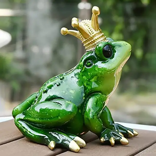 Fishing Frog Sitting, Toad Shelf Figurine, Funny Prince Frog for