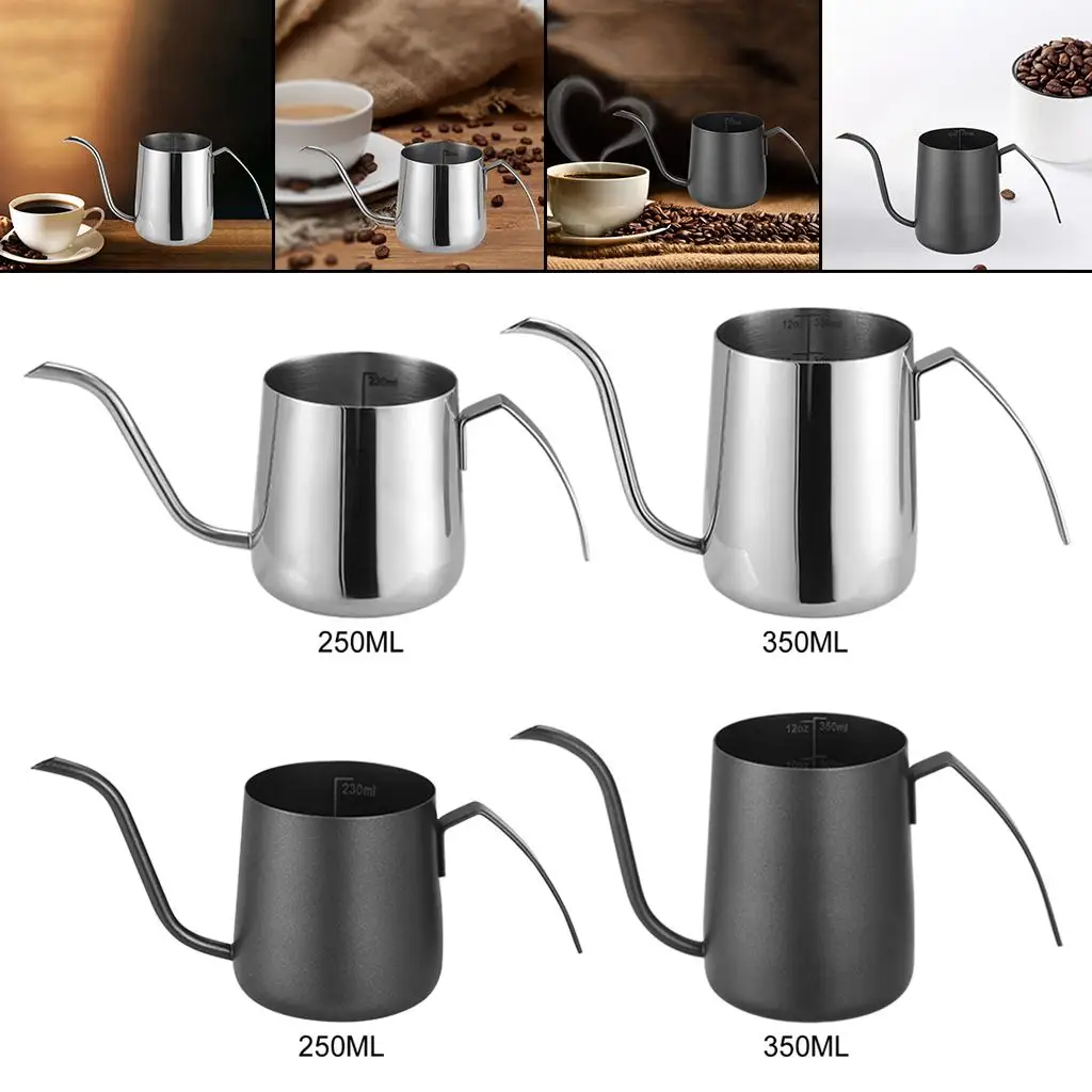 Stainless Steel Coffee Kettle Drip Pot Gooseneck Coffee Dripper Tea Pot Thin Mouth with Scale for Coffee Lover
