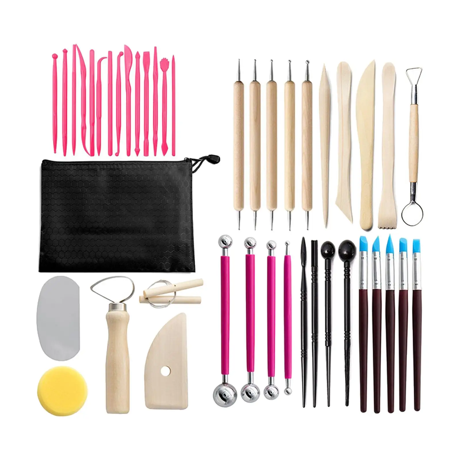 42pcs Clay Sculpting Set Carving Kit Wooden for Modelling Dotting Cutting Beginners Clay