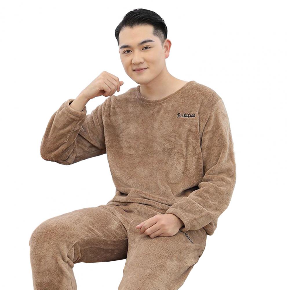 Title 3, Thickened Pajamas Set Thick Fleece Winter Men