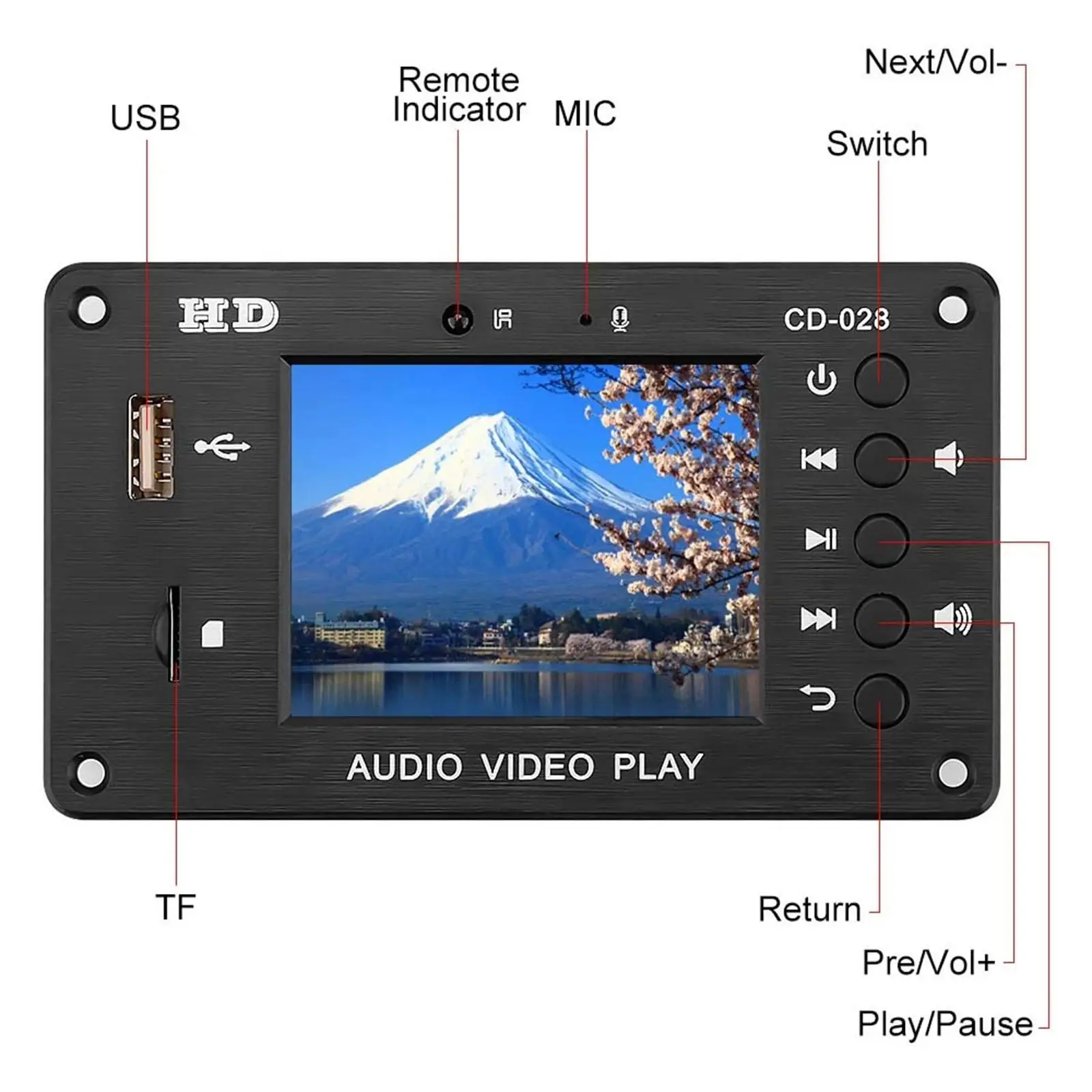 2.8 inch TFT Screen MP5 Decoder Board USB FM Radio Amplifier Calendar Audio HD Video Ape/WAV Decoding Board for Car Appliances