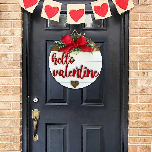 Welcome Door Sign Wooden Valentine\'s Day Door Hanger Gnome Love ...