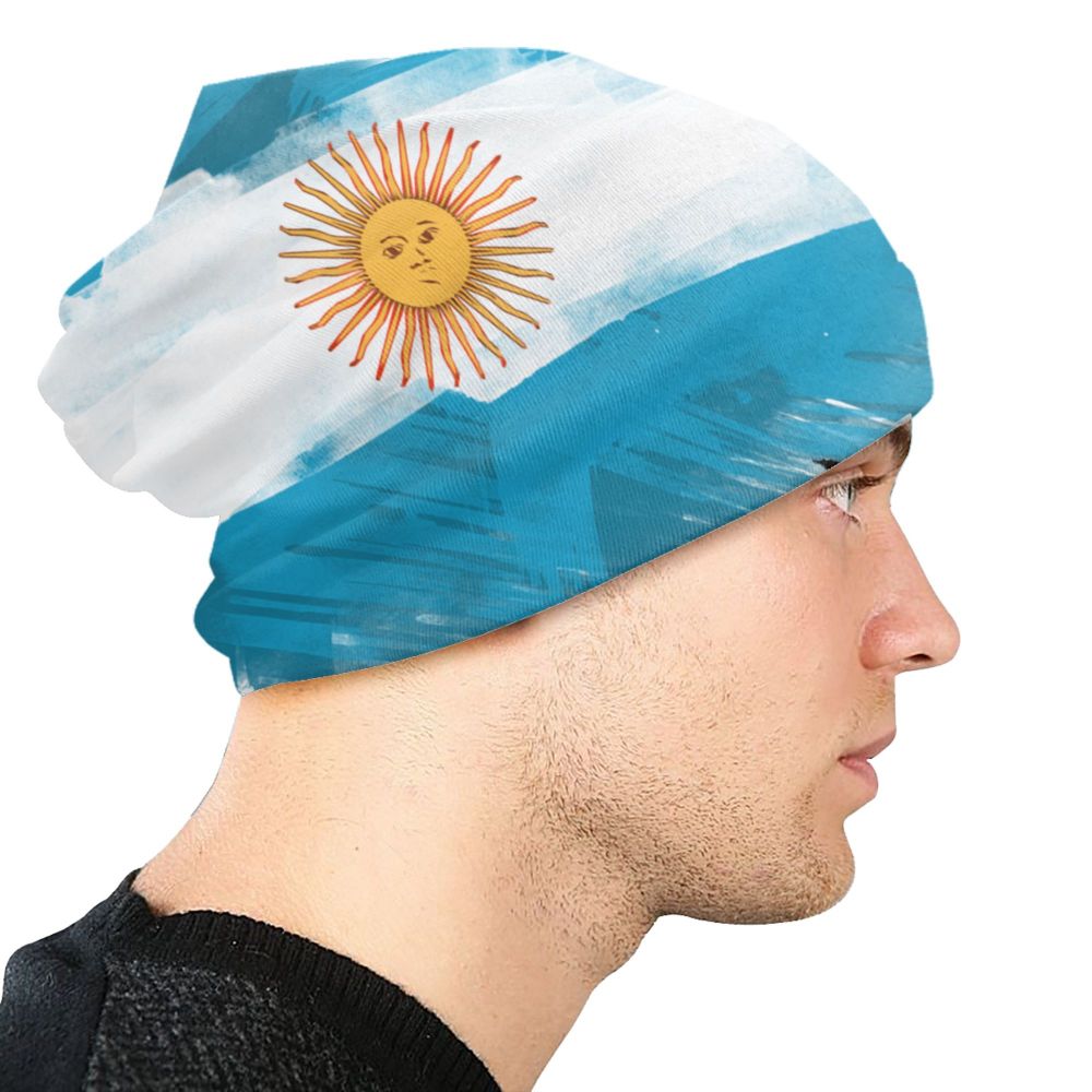 Benutzer definierte Flagge von Argentinien Schädel Mützen Mützen Männer Frauen Unisex Straße Winter warme Strick mütze Erwachsenen Motorhaube Hüte – Detail 40