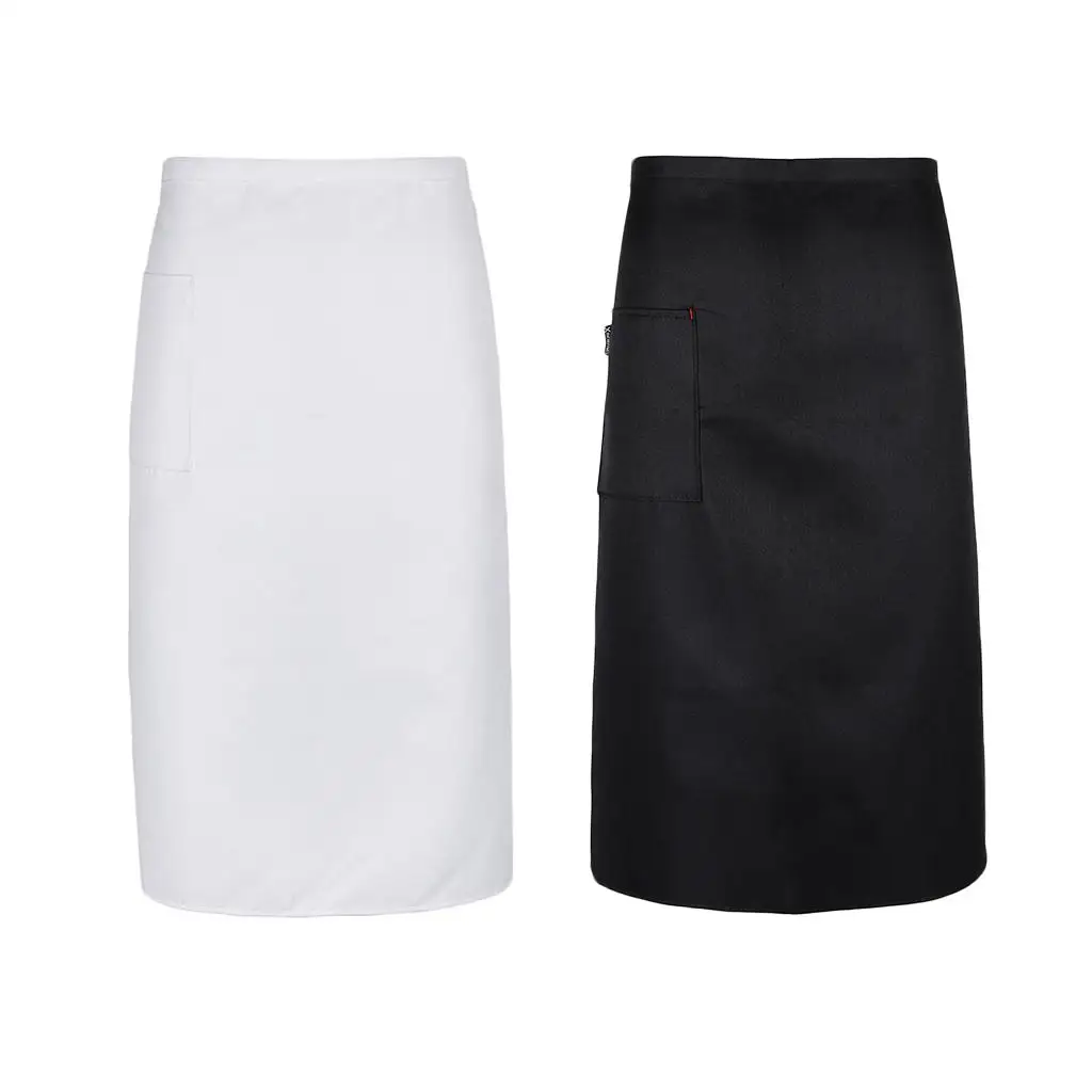 White Black Short Length Apron Restaurant Waiter Waiteress Bar Pub Uniform