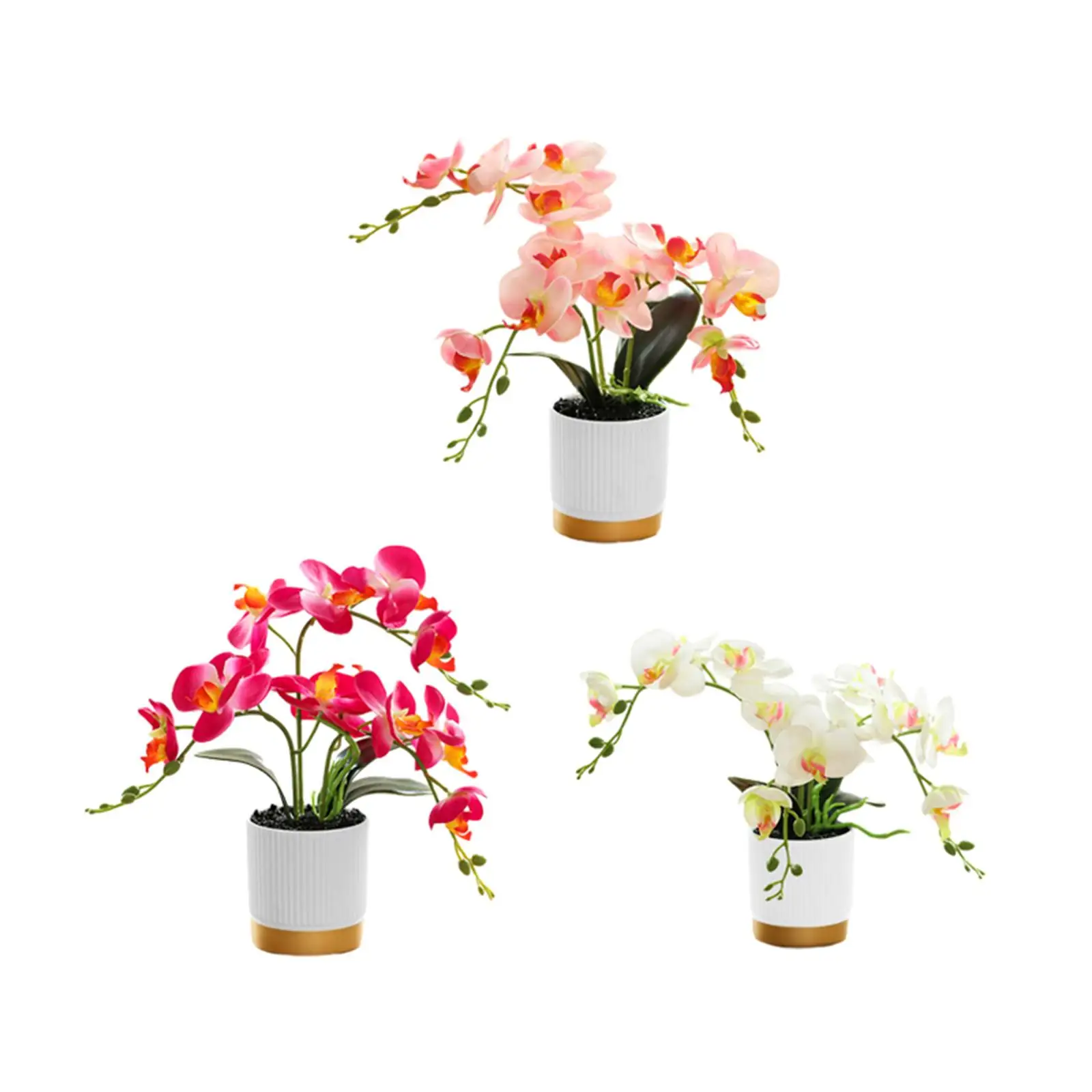 Artificial Flower in Pot Faux Orchid for Spring Festival Office Wedding