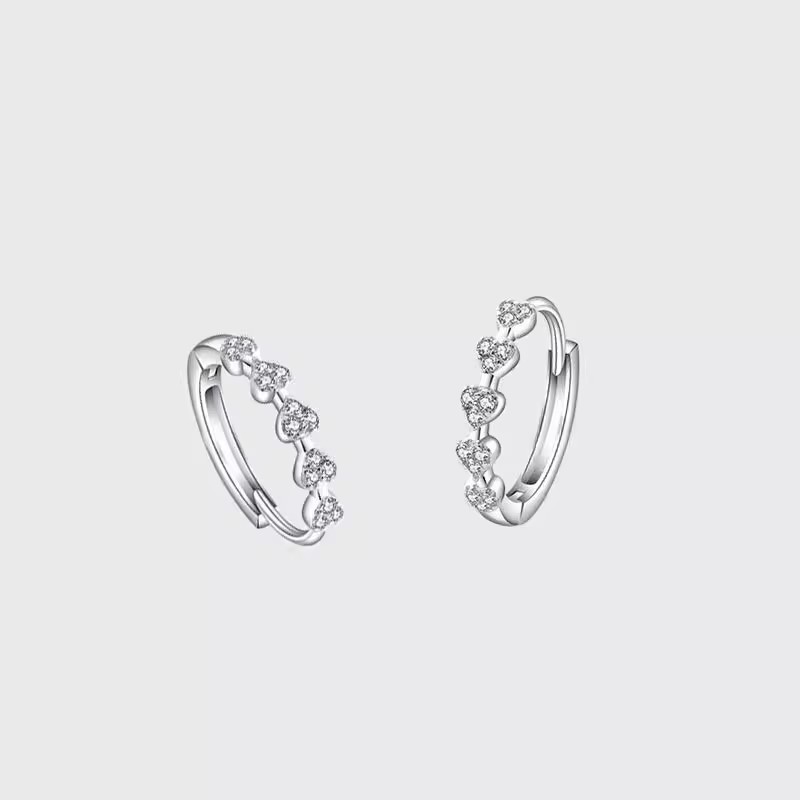 Herz-Creolen aus 925er-Sterlingsilber, Temperament, schlicht, eingelegt, für Damen, Hochzeit, Schmuckzubehör – Detail 4