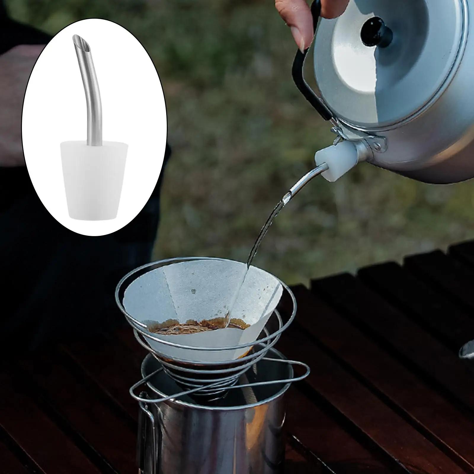 Camping Kettle Spout Silicone Stainless Steel Outdoor Hiking Universal Hand Drip Coffee Filter Extend Spout