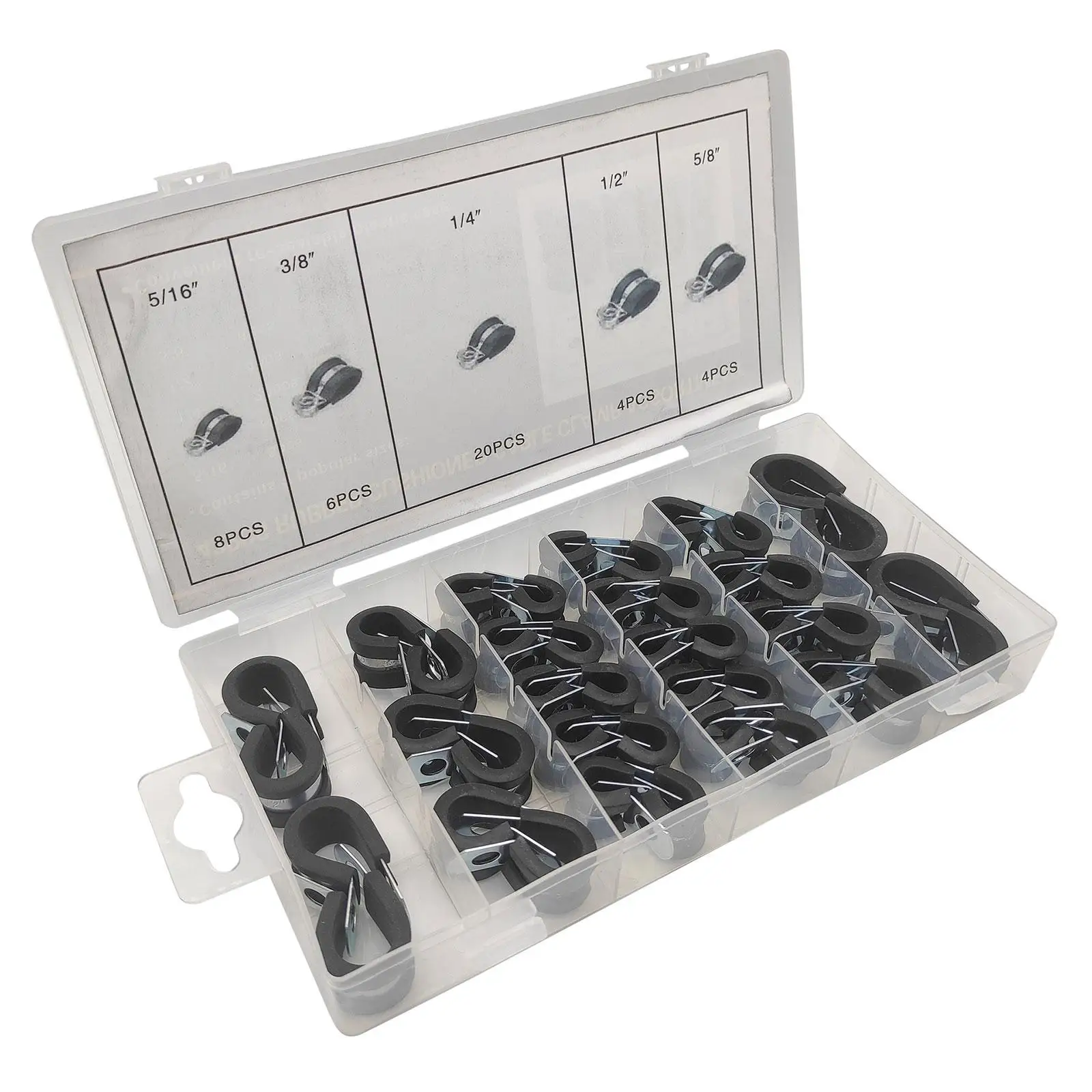 42Pcs Cable Clamps Accessories with Rubber Cushioned Pipe Fittings Pipe Clamps for Industry Cable Installation
