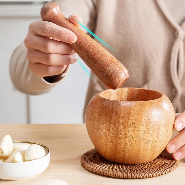 Kitchen Mortar Pestle, Wood Mortar Pestle, Grinding Mortar