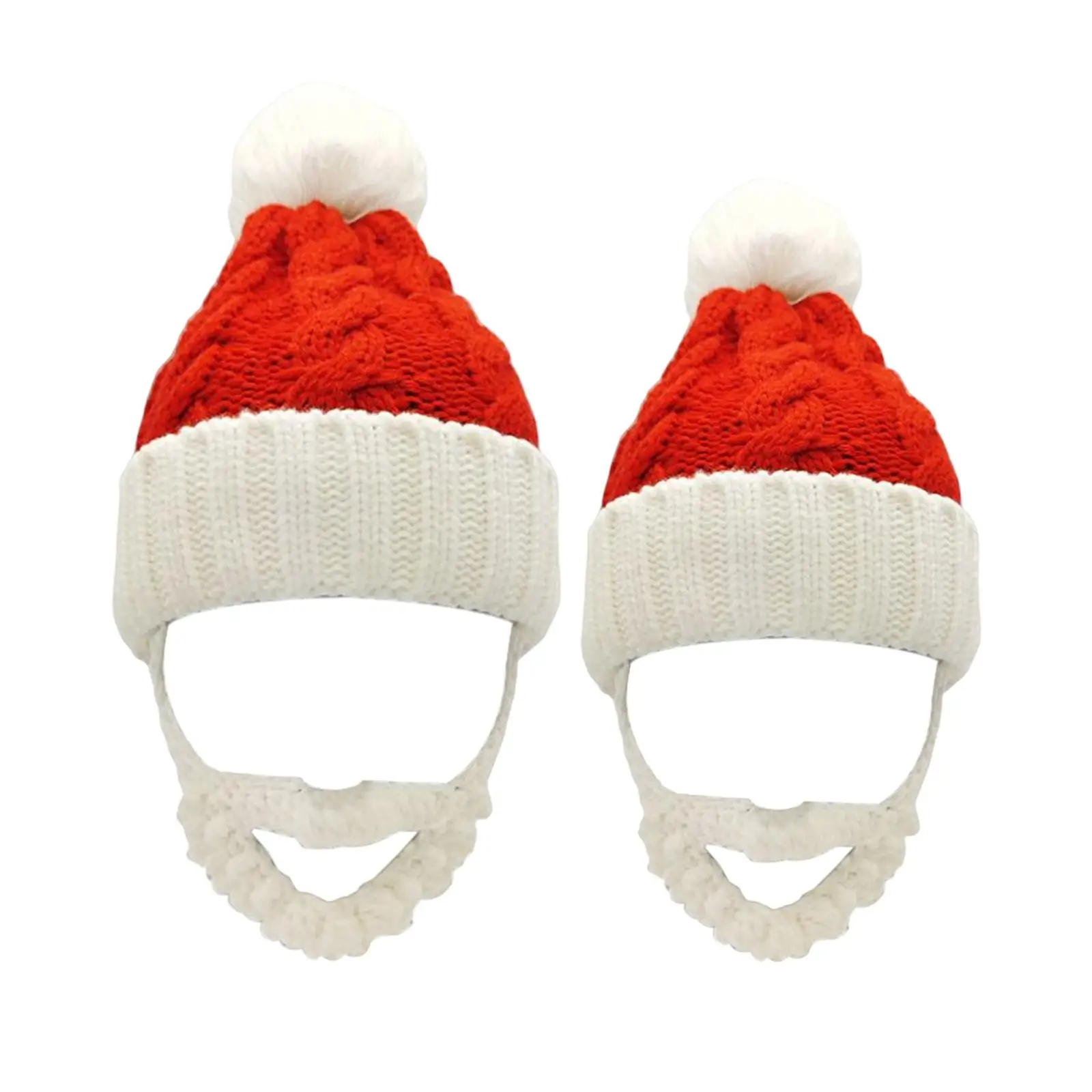 Winter Christmas Knitted Hat Headgear Xmas Santa Hat with Beard Photo Prop
